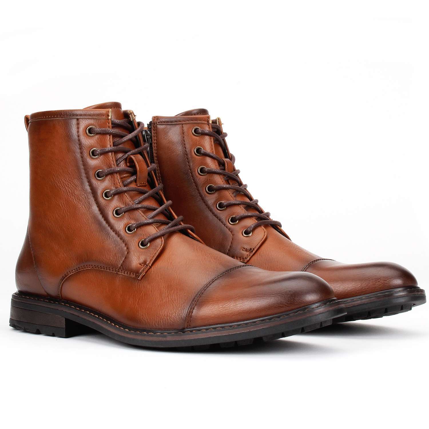 Jazamé Men's Carson Tall Military Fashion Zipped Distressed Rugged Dress Boots