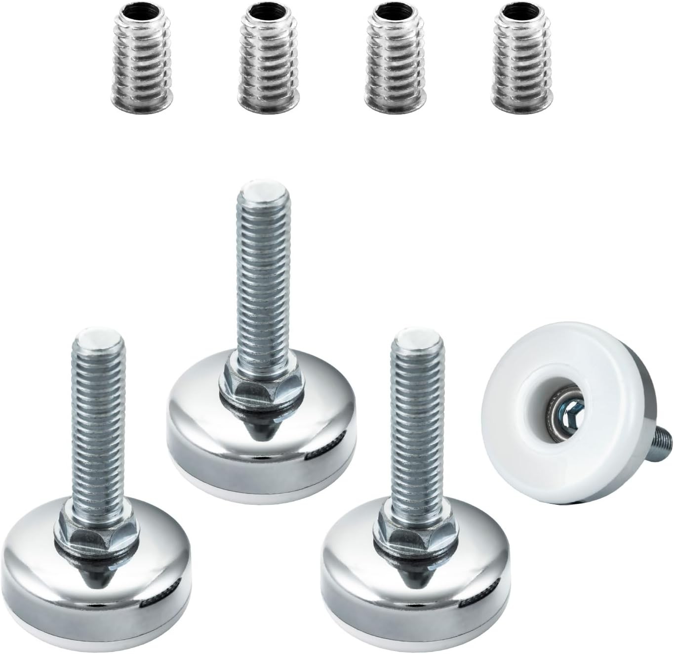 Threaded Leveling Feet 4PK w/ 3/8"-16 Inserts Heavy Duty Adjustable Furniture