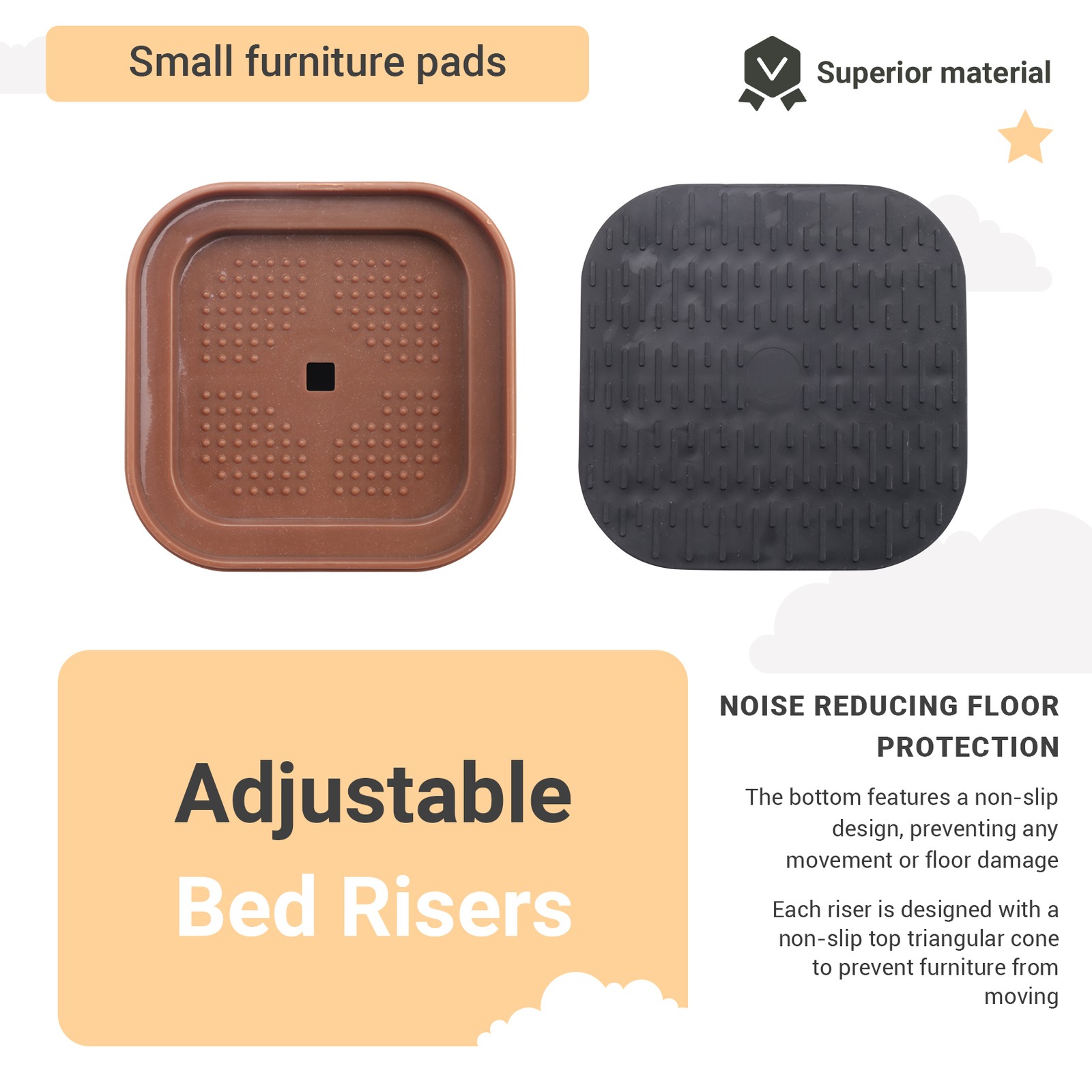 Furniture Risers Adjustable Bed Risers Desk Leg Risers 1.38Inch Stackable9907