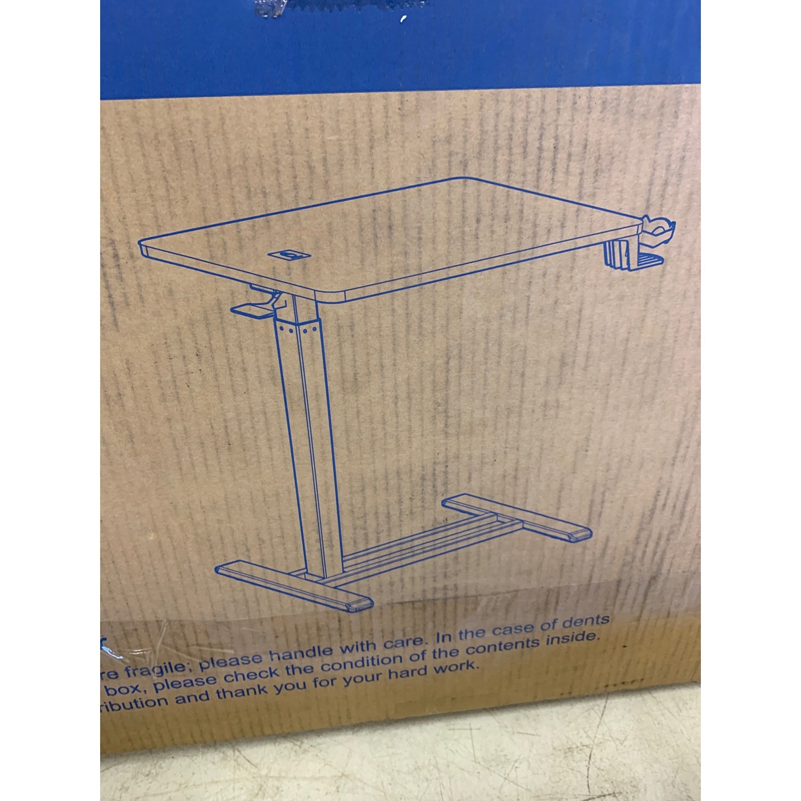 FLEXISPOT Adjustable Overbed Bedside Table w Hidden Casters White 27.6" x 15.7"