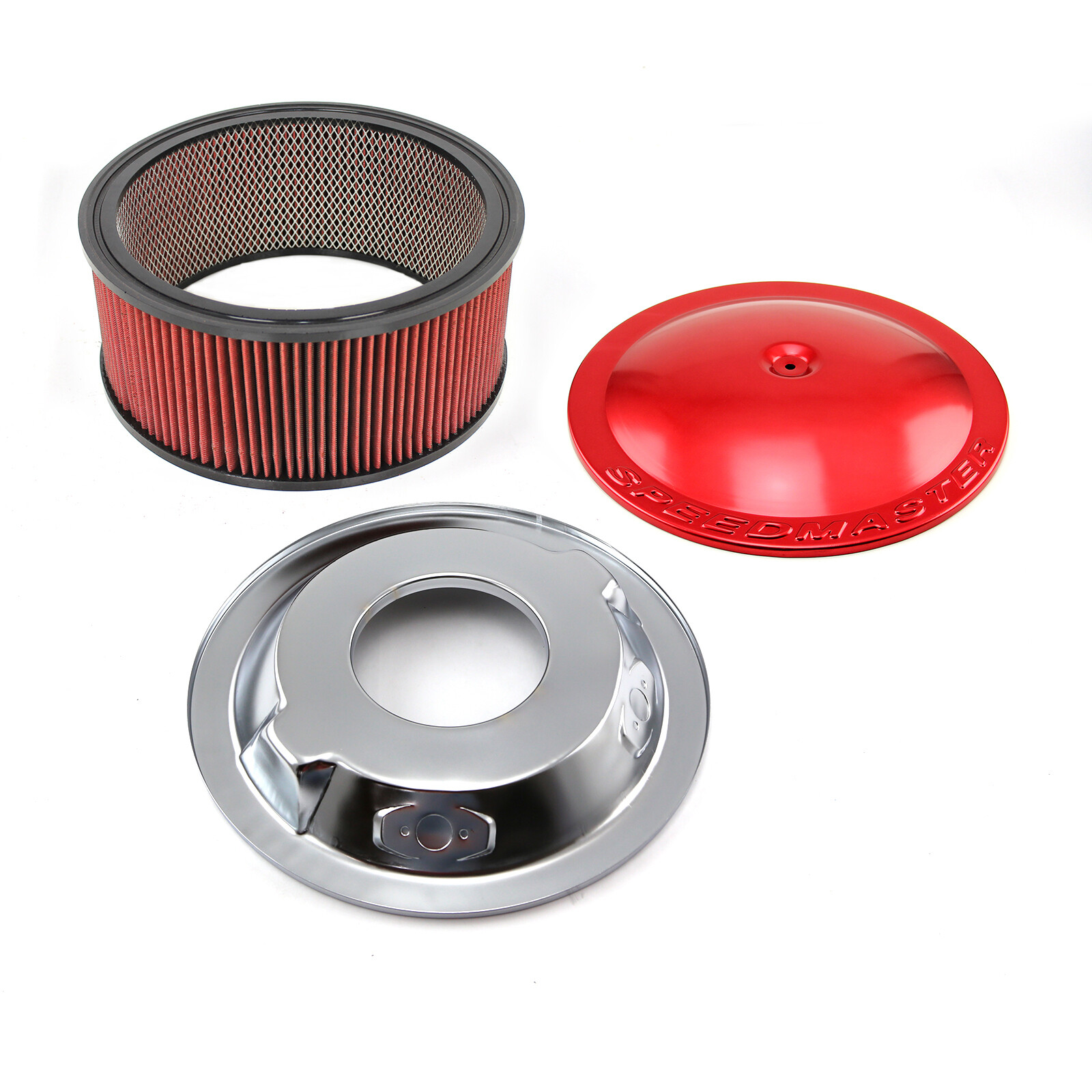 14" x 6" Washable Element Drop Base Aluminum Air Cleaner Red