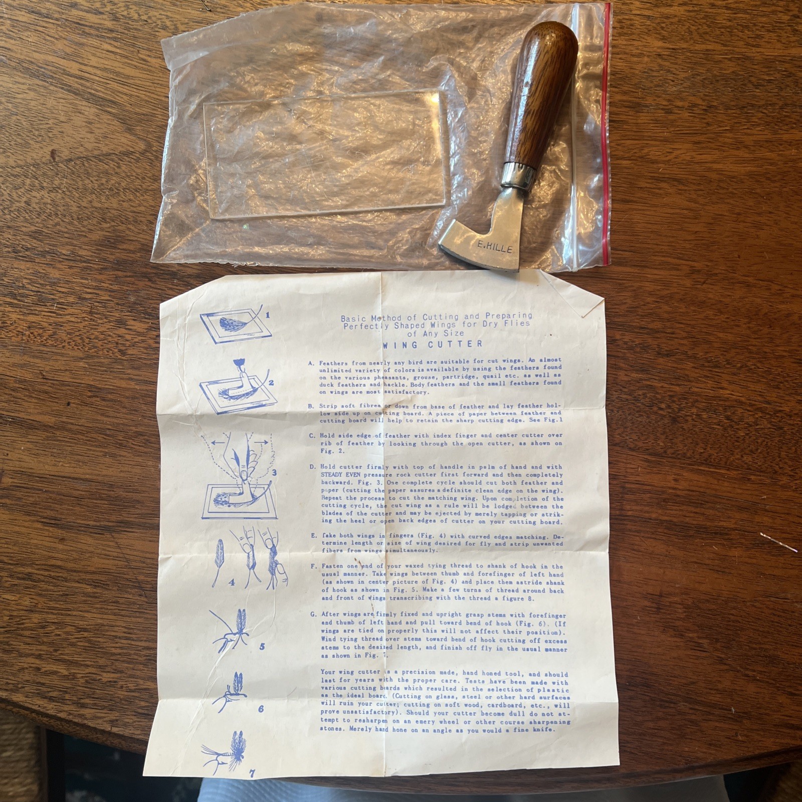 Vintage E. Hille Fly Tying Fishing Wing Cutter W/ Box Make Your Own Lures Flies