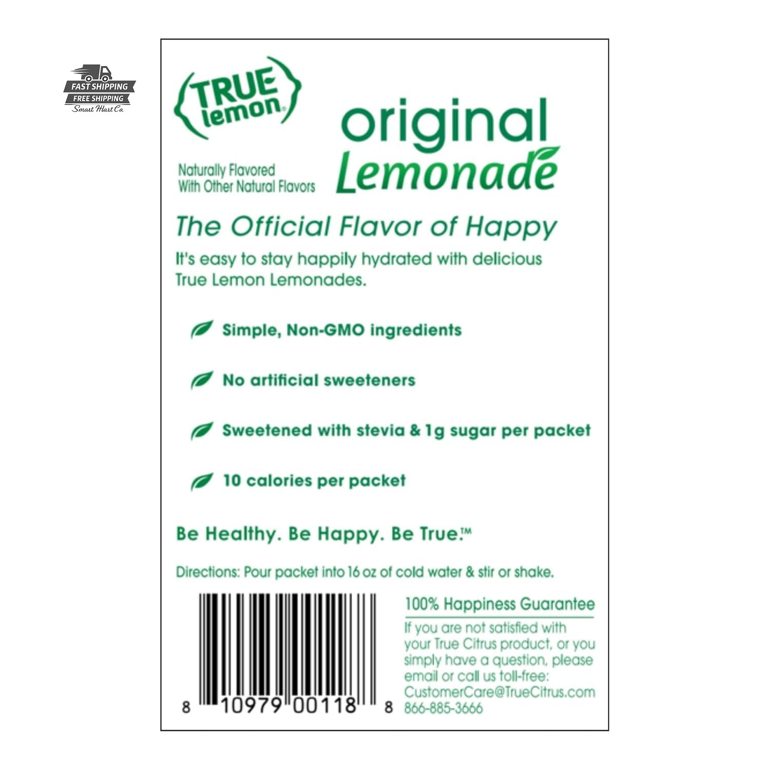 TRUE LEMON Original Lemonade Drink Mix Stevia 30 Count