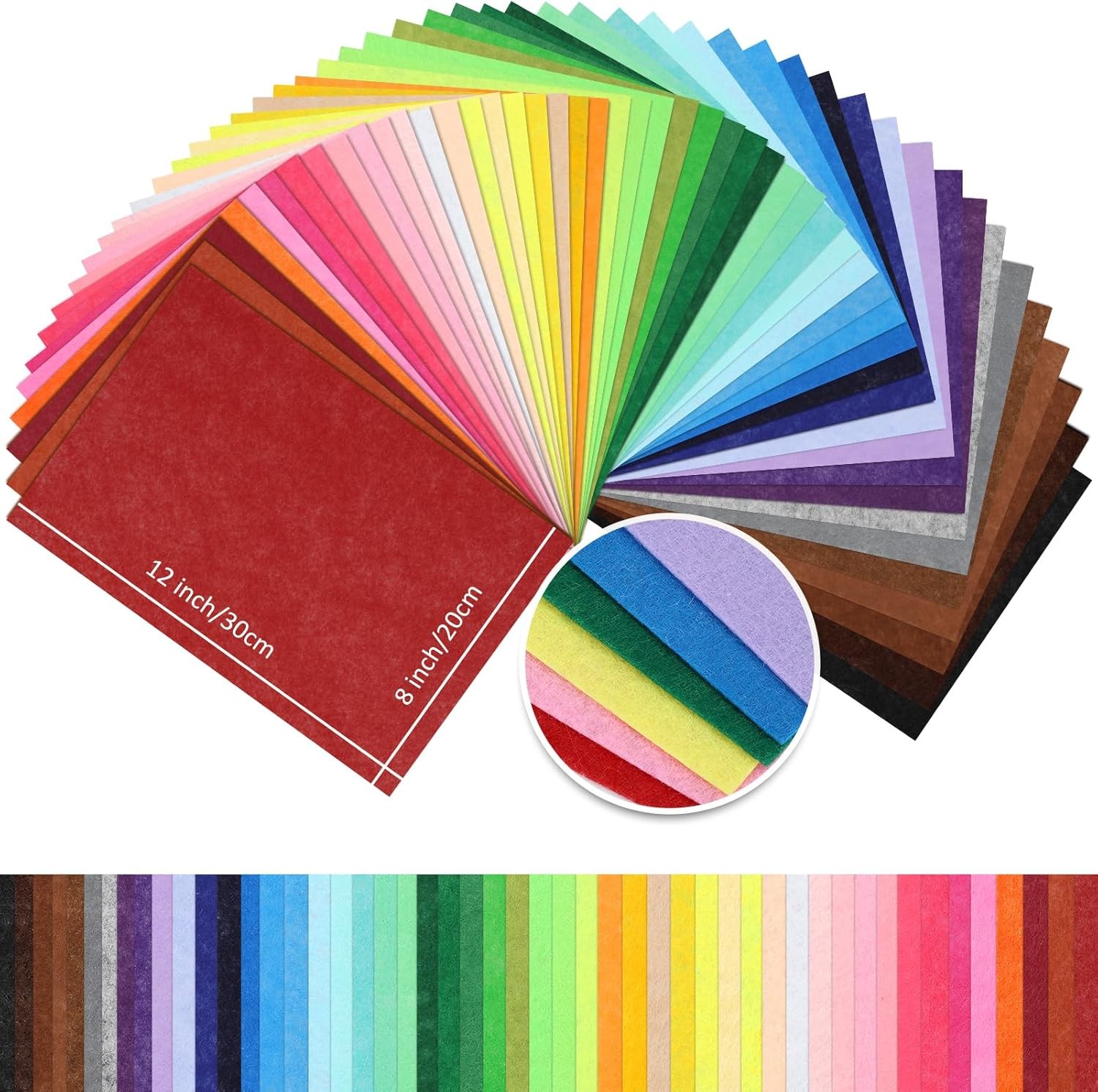 Thin Felt Fabric Sheets, Assorted Colors 8×12 inches, Stiff 50