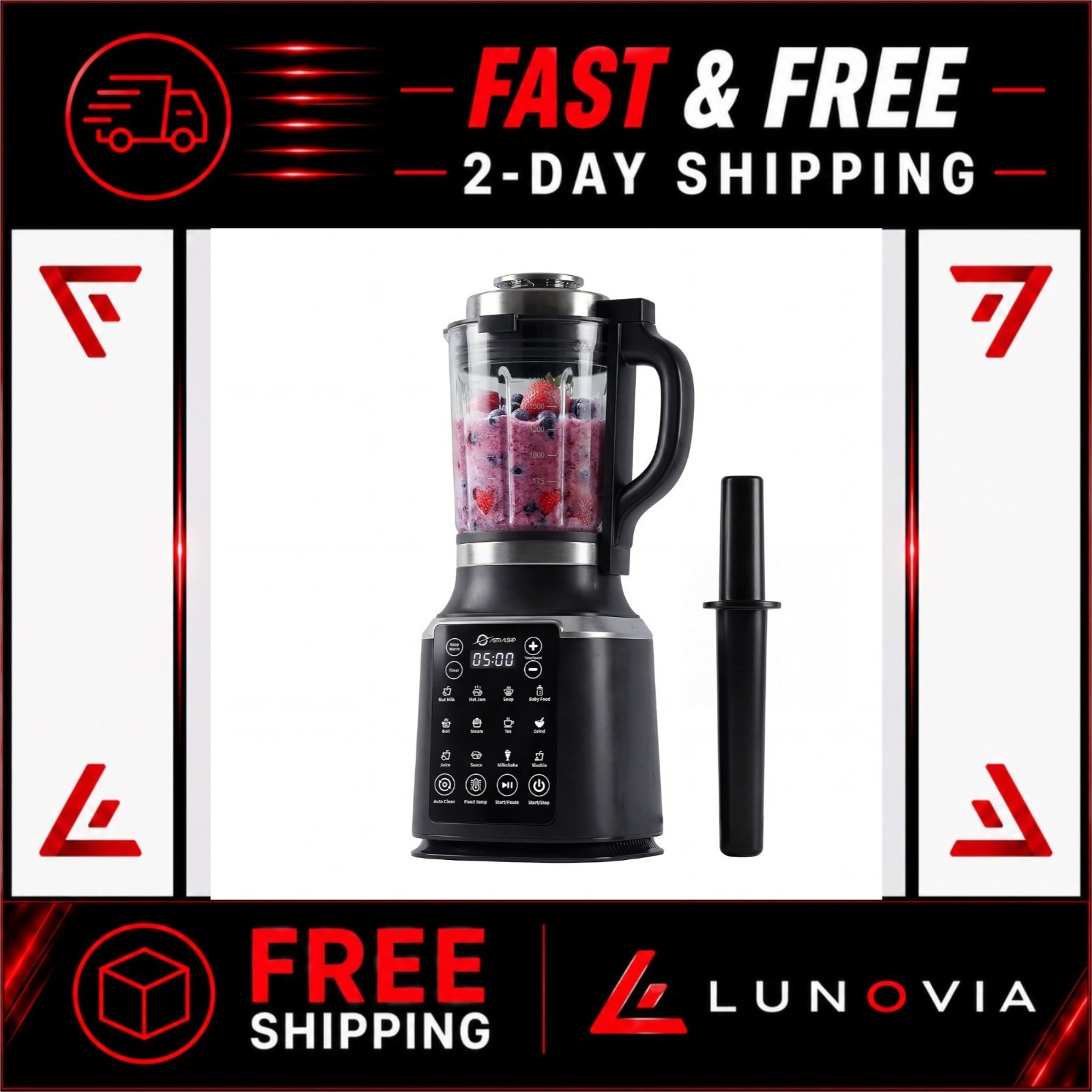 ASTRALSHIP 1500W Professional Blender for Smoothies, 9 Speeds, 14 Programs