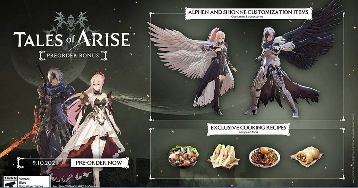 PS5 Tales of Arise - Pre order Bonus Costumes, Exclusive Cooking Recipes DLC.USA