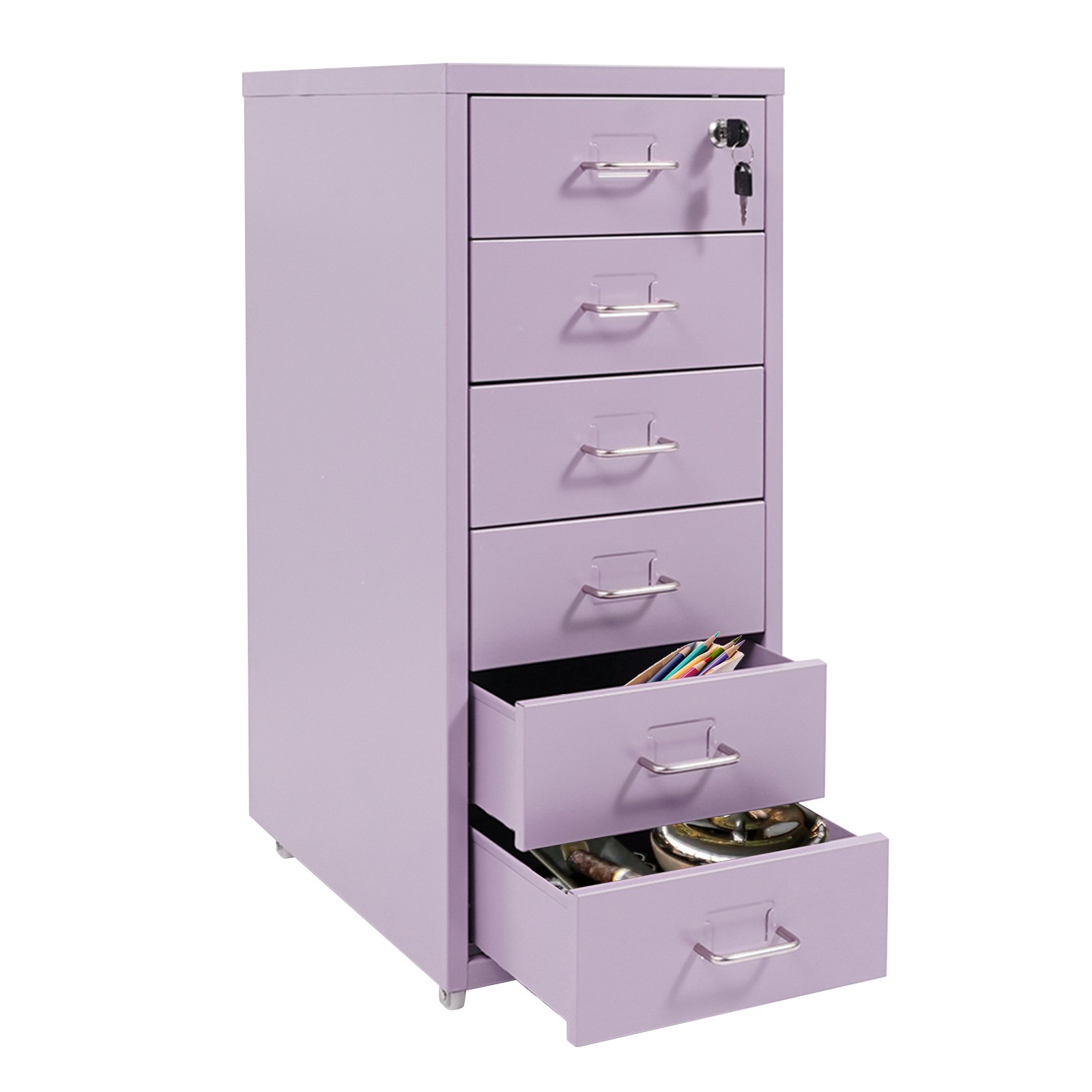 Metal 6 Drawer File Cabinet w/Lock Metal Vertical Filing Cabinet for Office Home