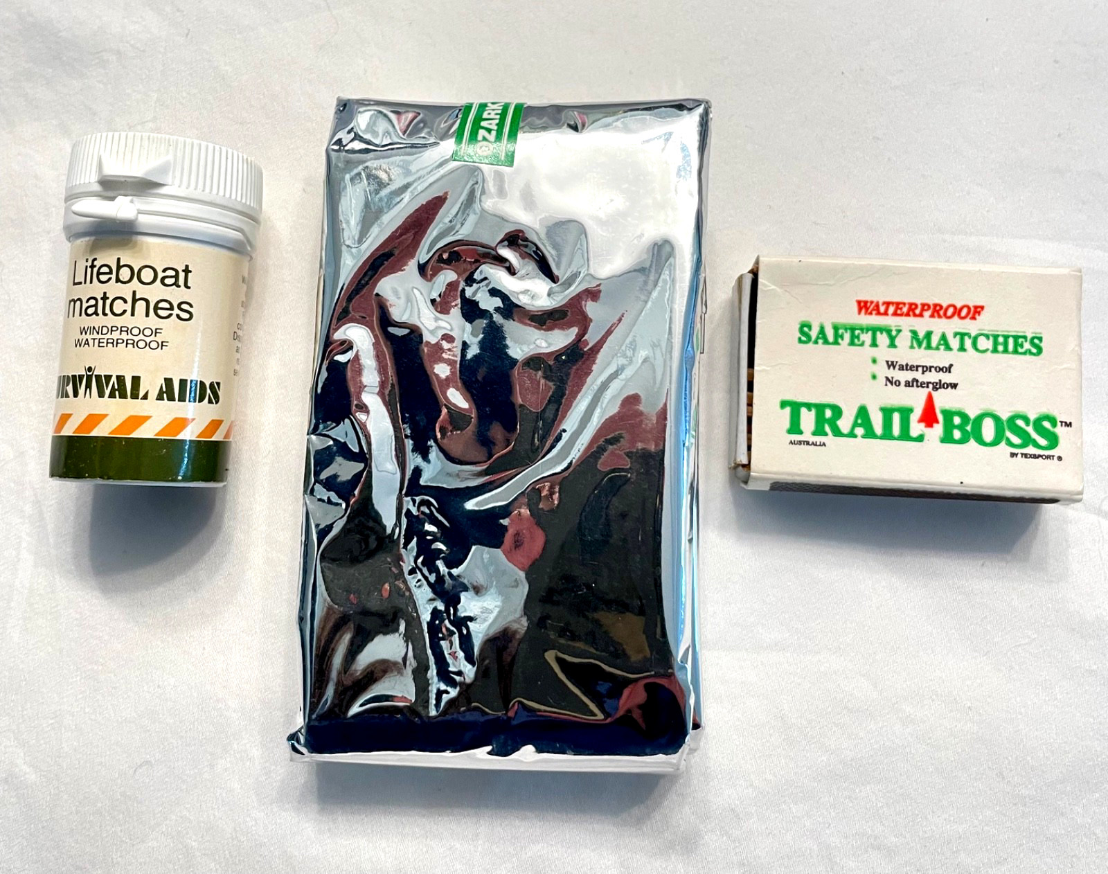 Waterproof Matches Survival Blanket Bundle Lifeboat Trail Boss Ozark Trail NOS