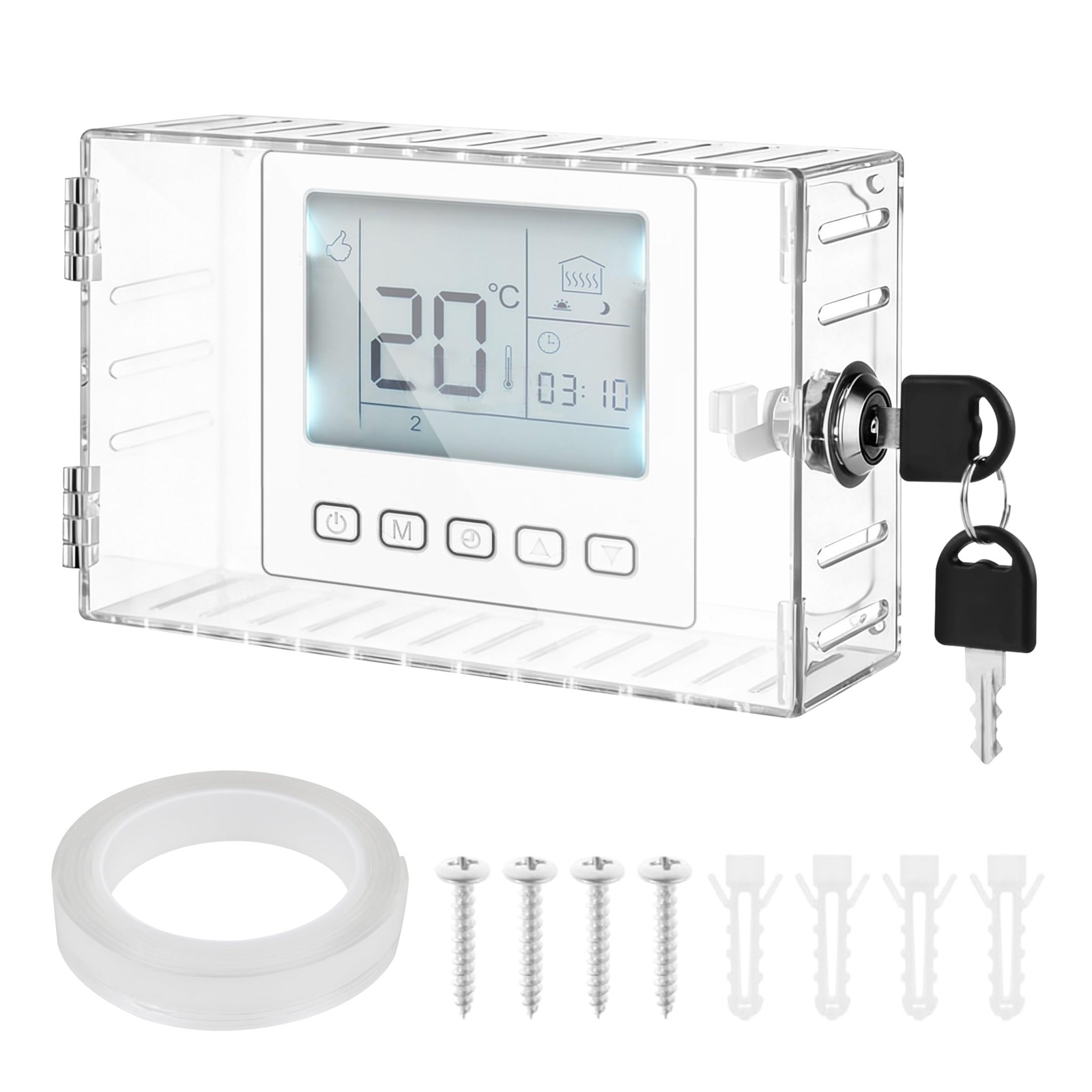 Upgraded Large Thermostat Lock Box with Key, Clear Large Thermostat Cover for...