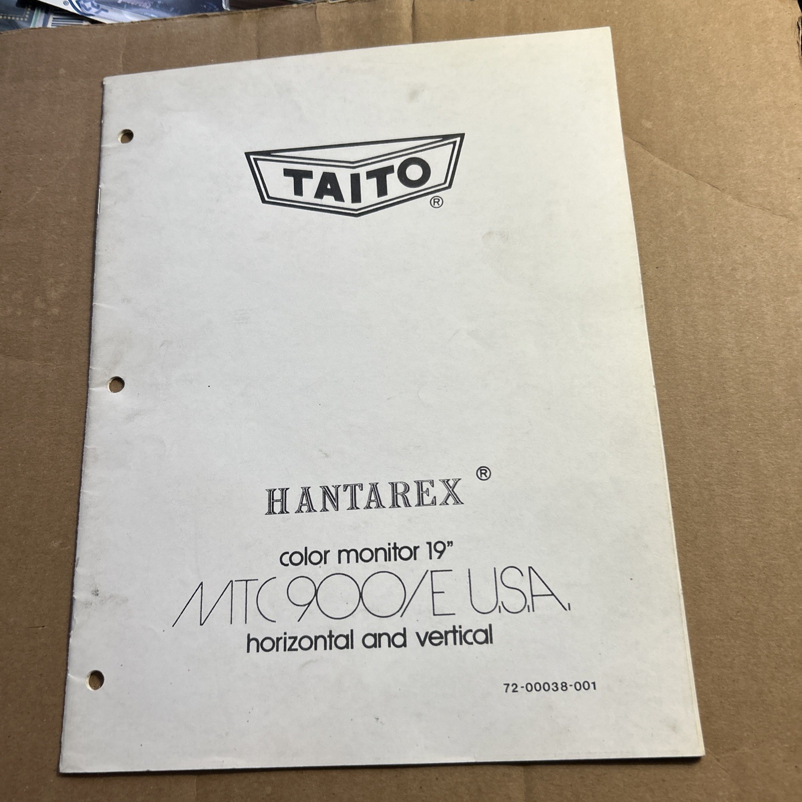 Taito Hantarex  Mtc  9000  19" Monitor arcade game owners manual