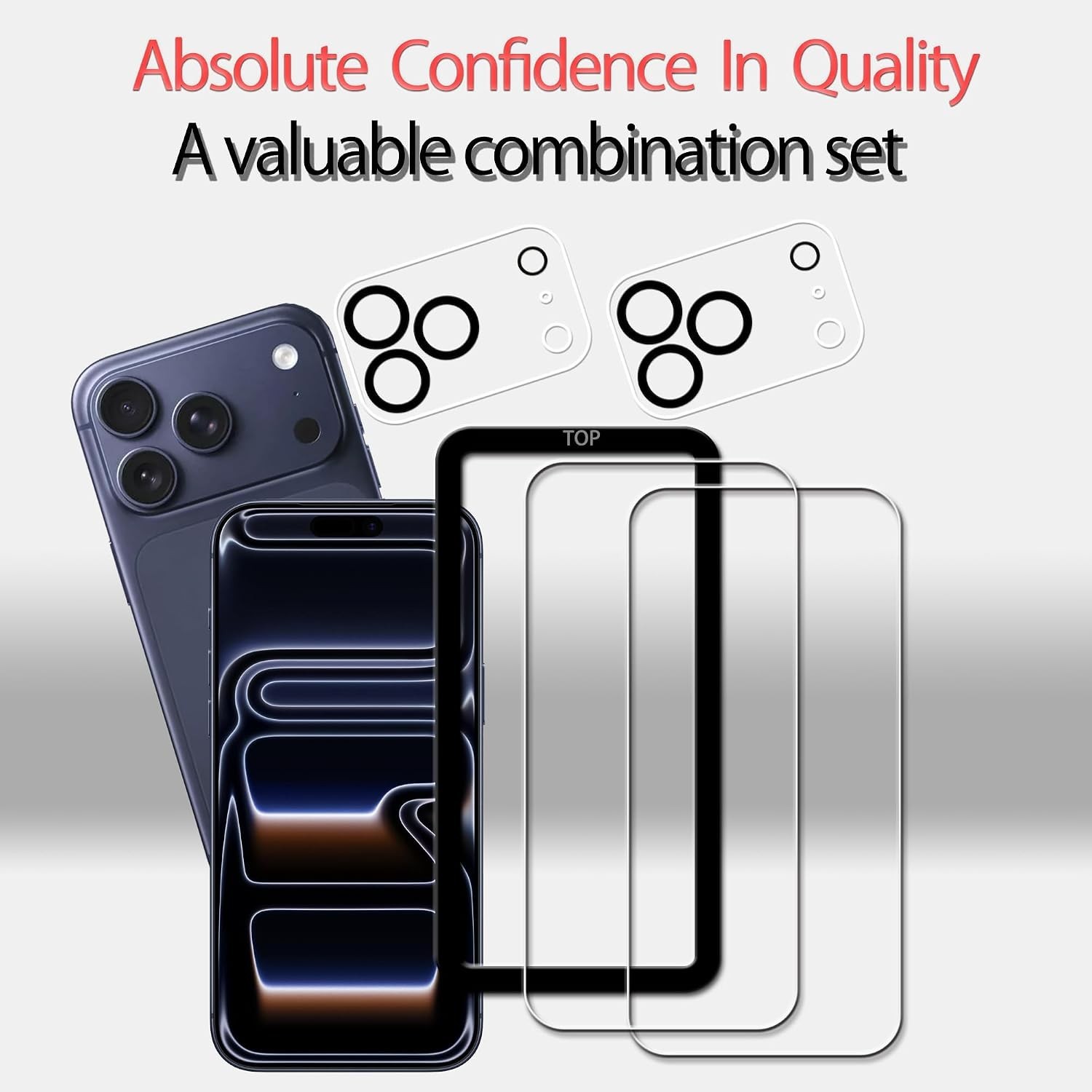 Tempered Glass Screen and Lens Protector 2-Pack for iPhone 17 Pro Max with Tool
