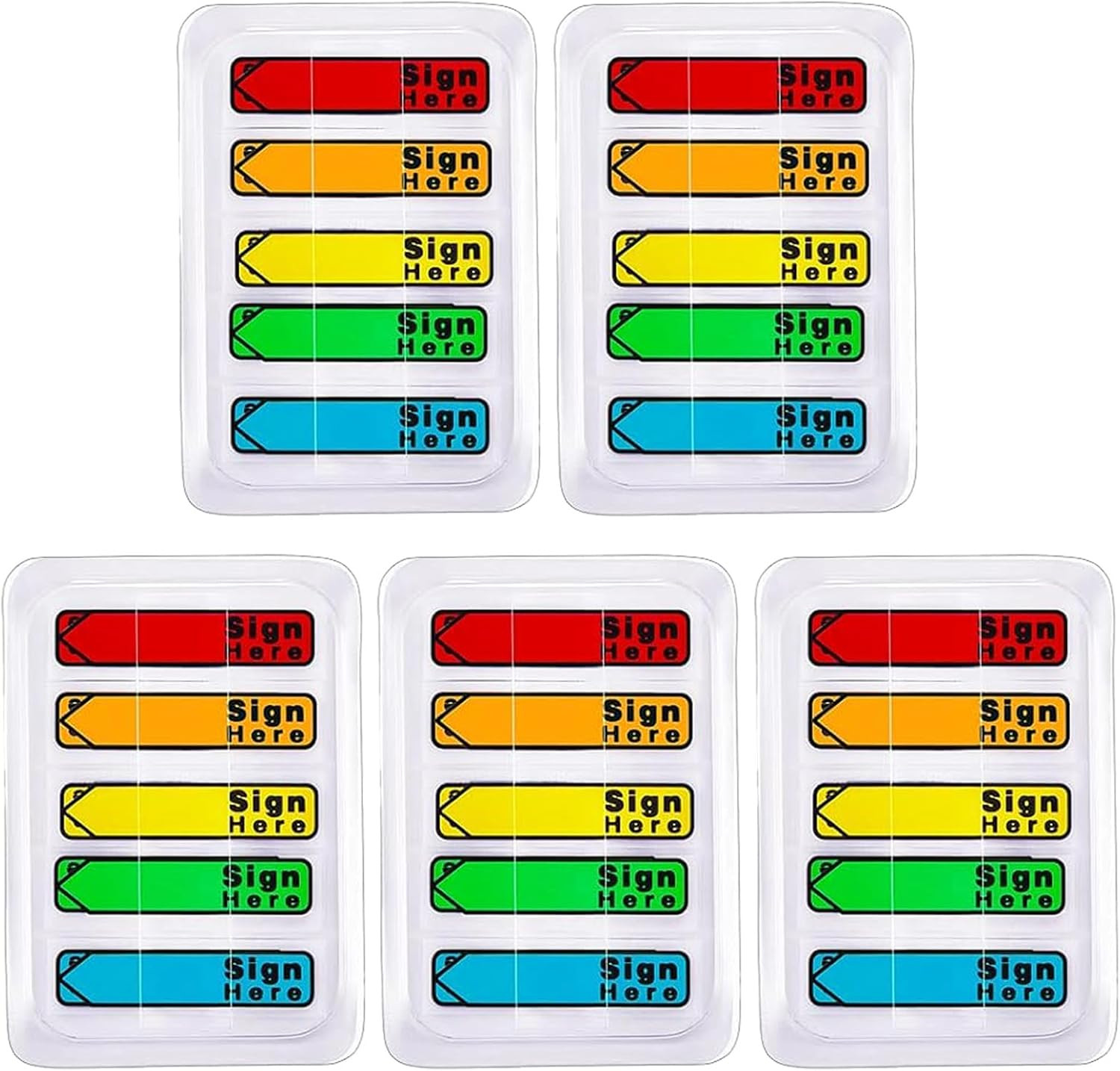 5 Pack 500 Pcs Sign Here Sticky Tabs, Multicolor Sign and Date Post It Flags, Si
