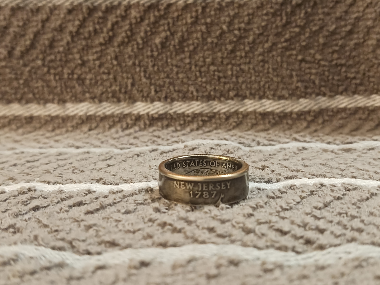 New Jersey Handcrafted Washington Quarters coin ring, size 7 -1/2 1999