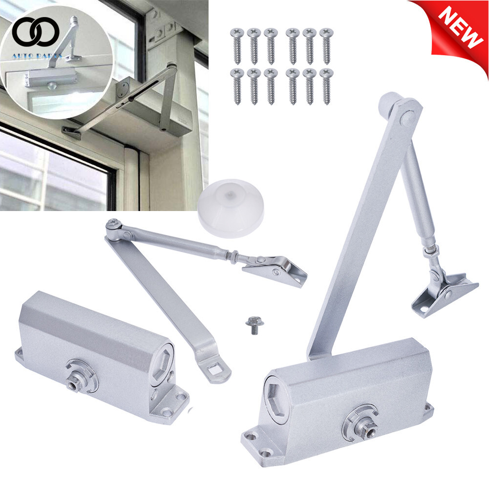 2 x Aluminum Commercial Door Closer Two Independent Valves Control Sweep 25-45KG