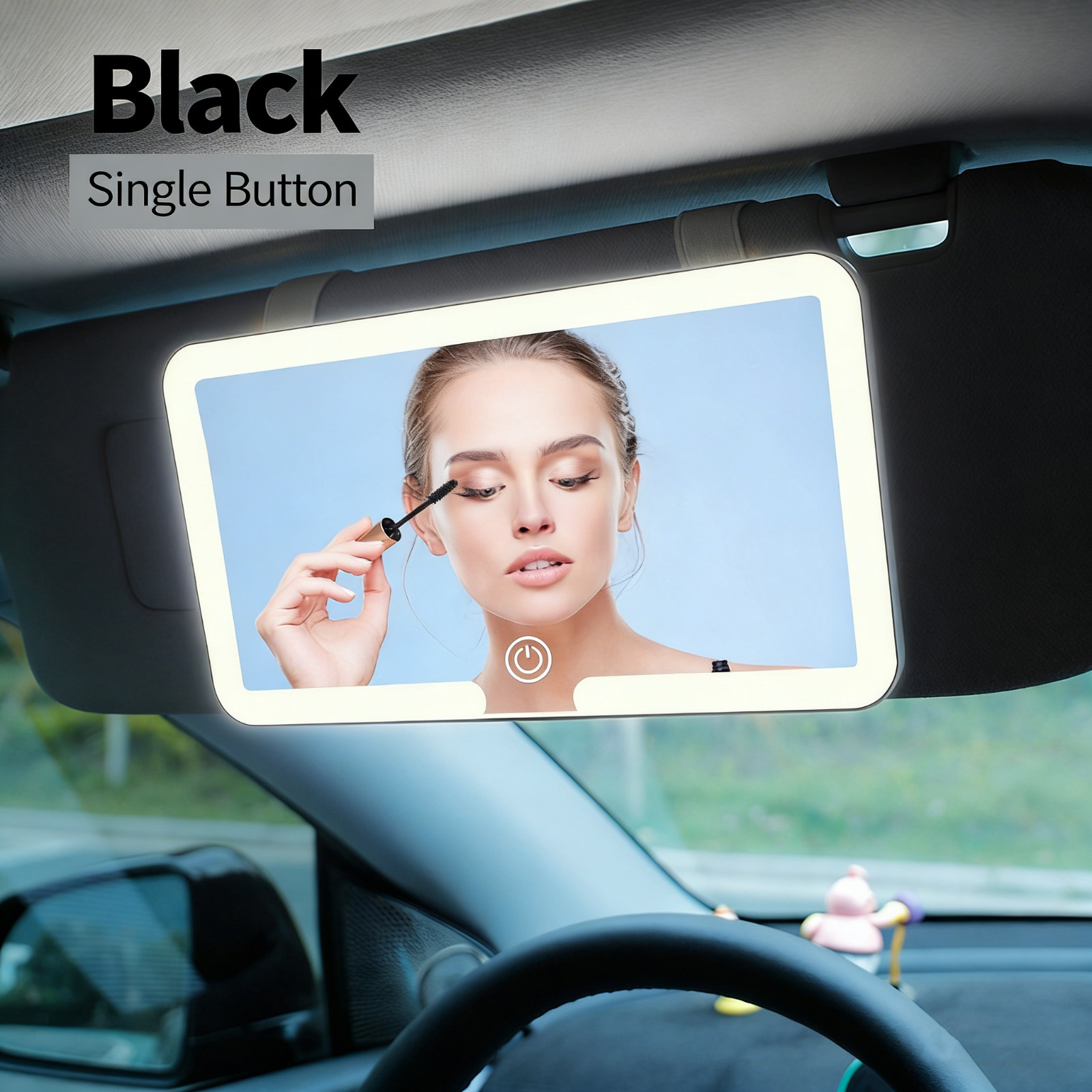 Car Sun Visor Makeup Mirror, Rechargeable LED Sun Visor Mirror with Touch-Screen
