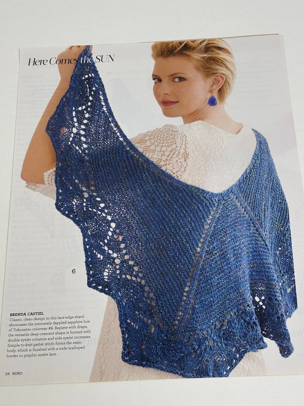 Lace-Edge Shawl Brenda Castiel Knitting Pattern Magazine Pages