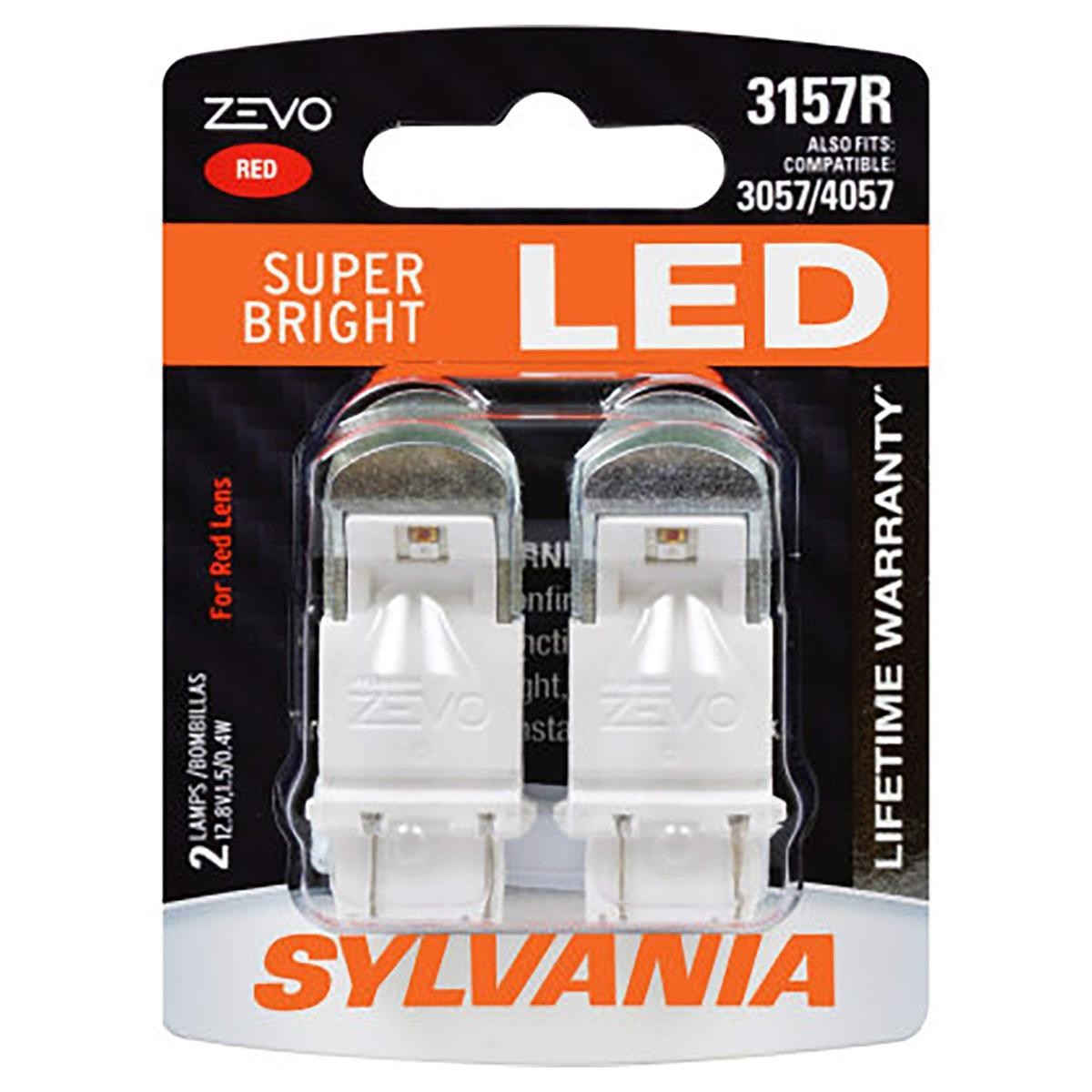 SYLVANIA 3157 ZEVO LED Red Bulbs – Bright Stop & Tail Signal Lights (2PK)