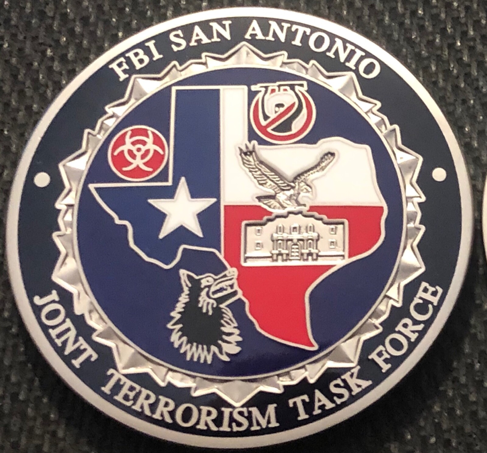 FBI - JTTF - San Antonio Field Office satin silver 1.75in version challenge coin