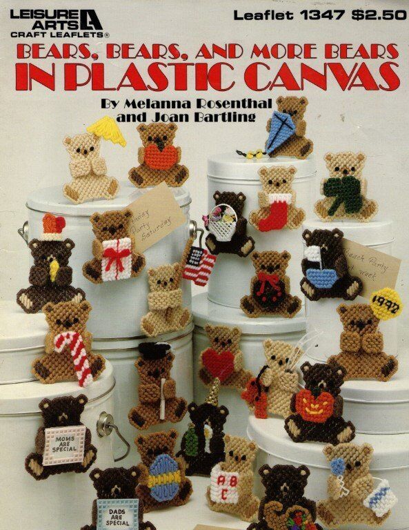 LEISURE ARTS BEARS,BEARS, AND MORE BEARS IN PLASTIC CANVAS