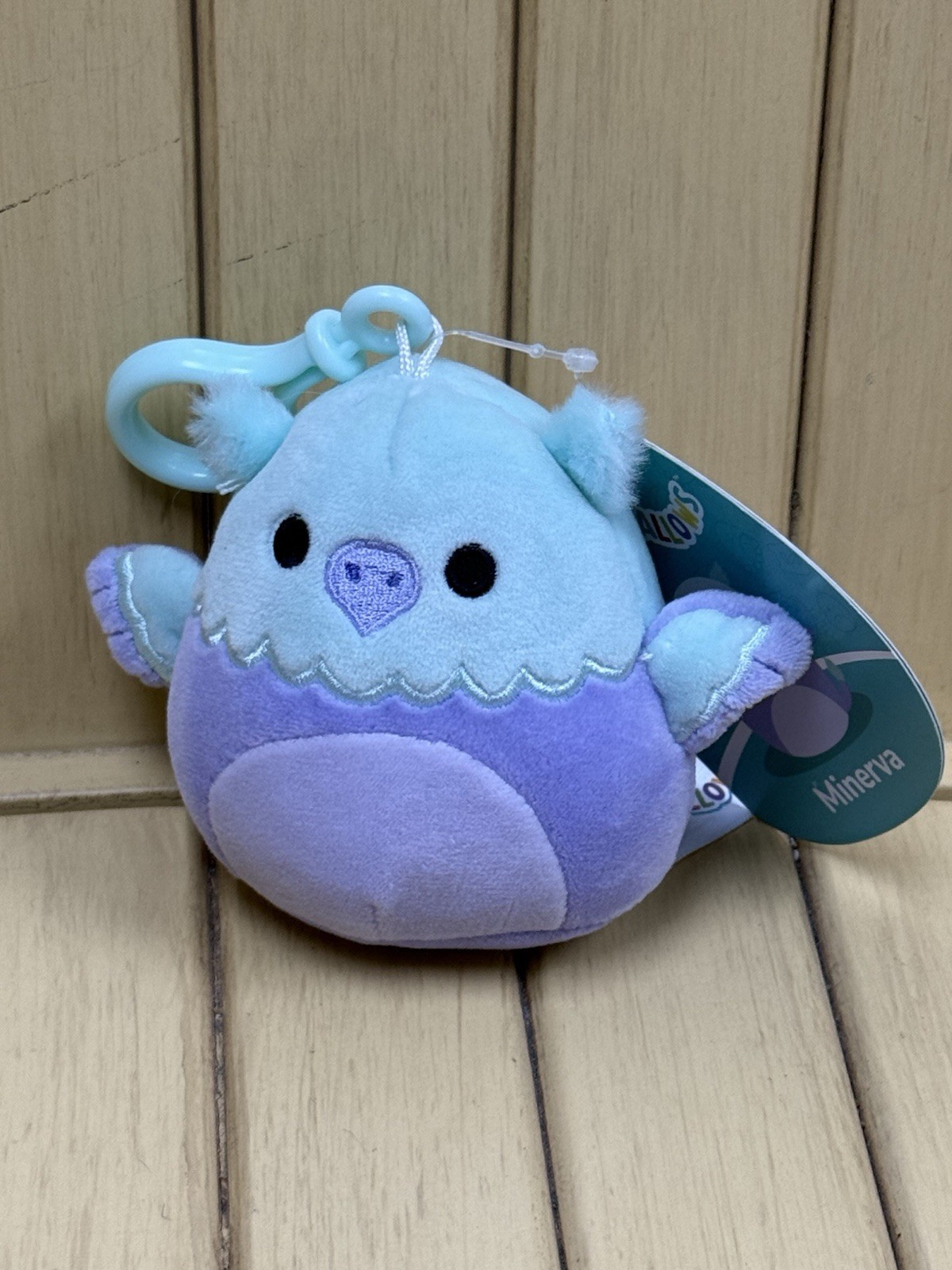 NEW Squishmallows 3.5” Inch Clip MINERVA the Teal & Purple Griffin Bird
