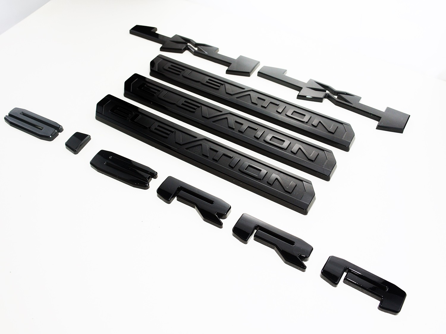 Overlay Emblems Fits 19-24 Sierra Elevation 4X4 Badges set of 6 Gloss Black