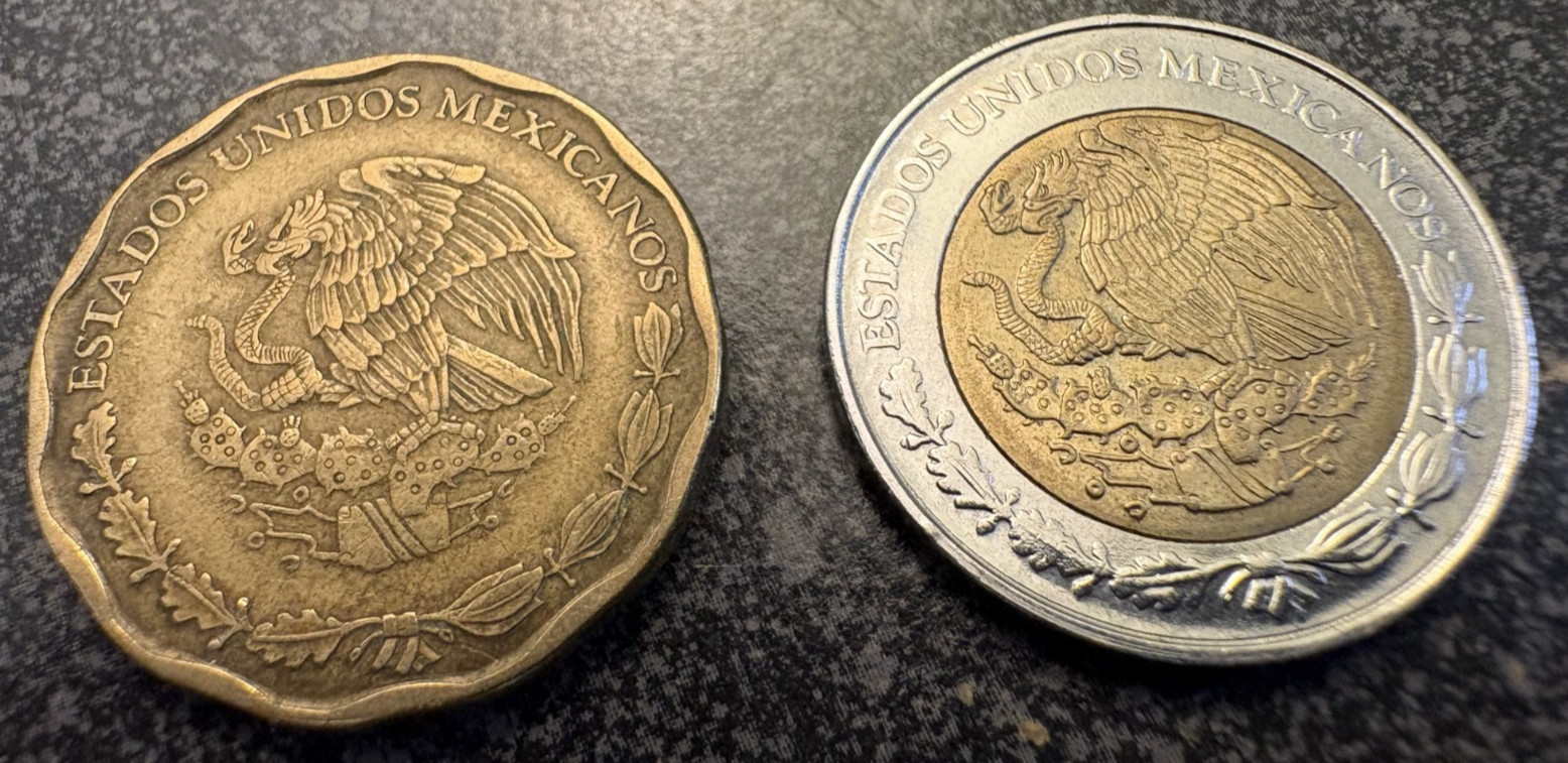 Mexico 50 Centavos 2006 & 1 Peso 1996