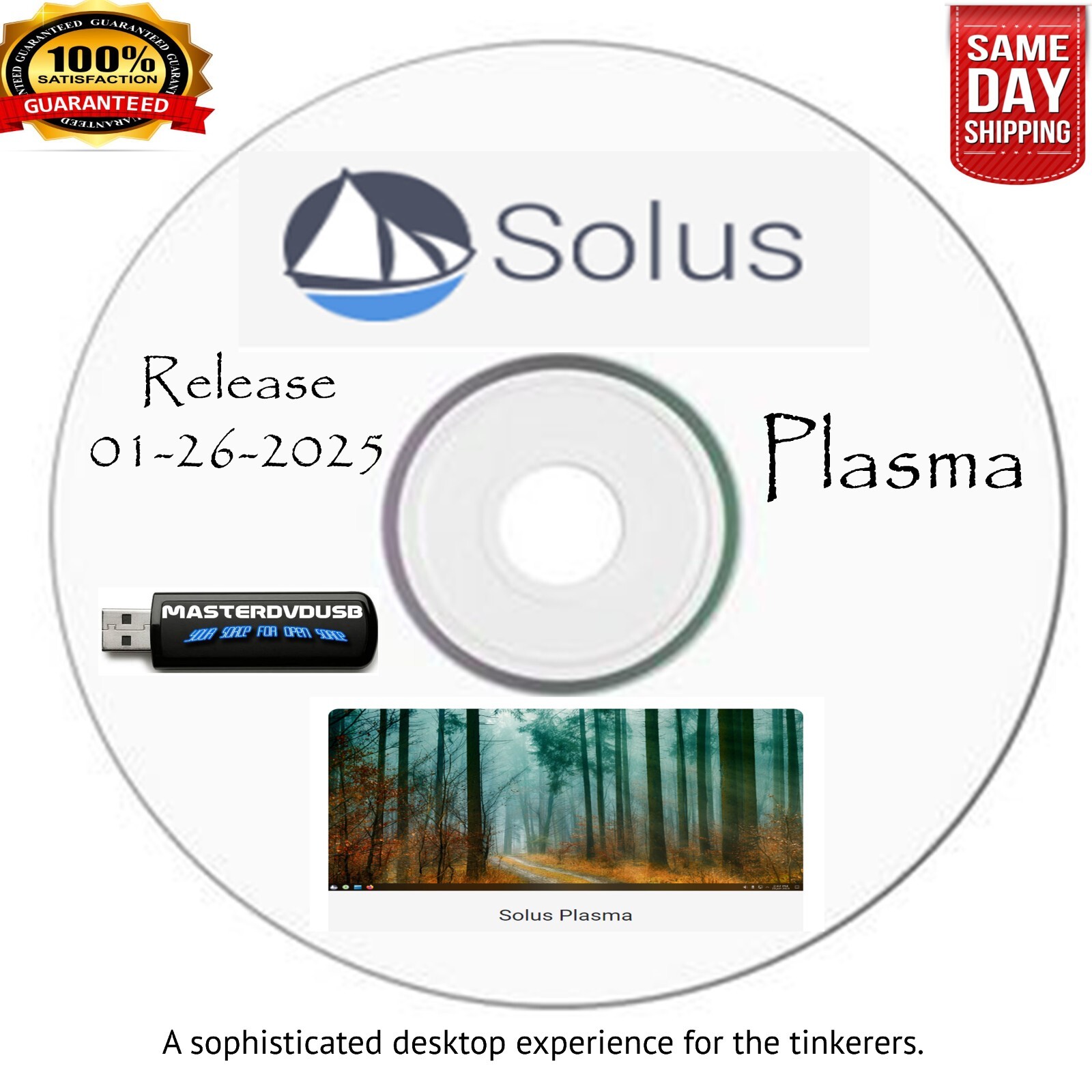 Solus 2025 Plasma Bootable DVD - Live/Installer | Fast Shipping From CALI