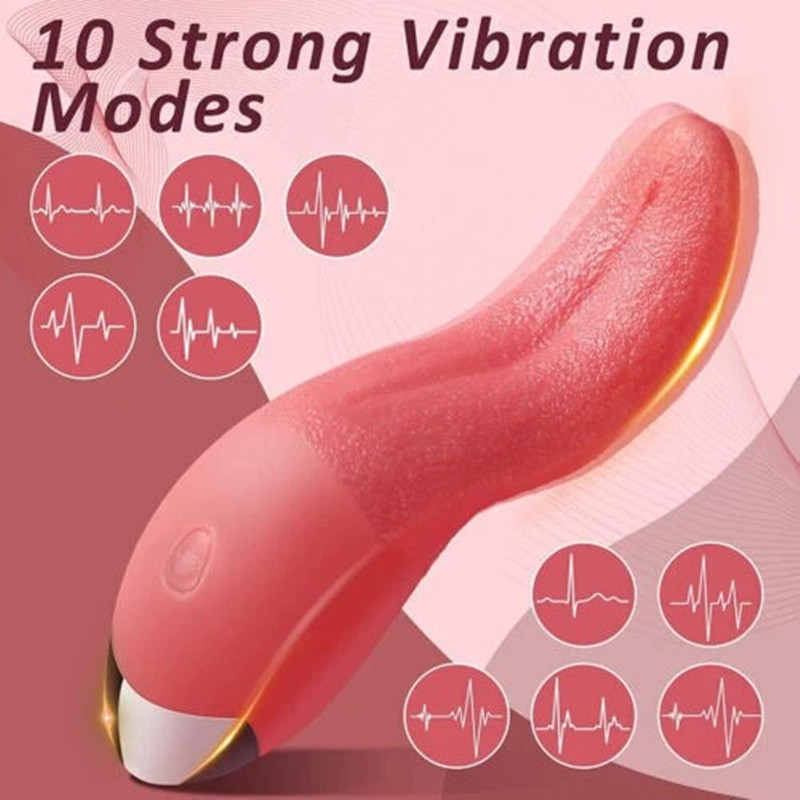 Intense Clit & G-Spot Stimulation - Dual-Action Tongue & Vibe Dildo for Women