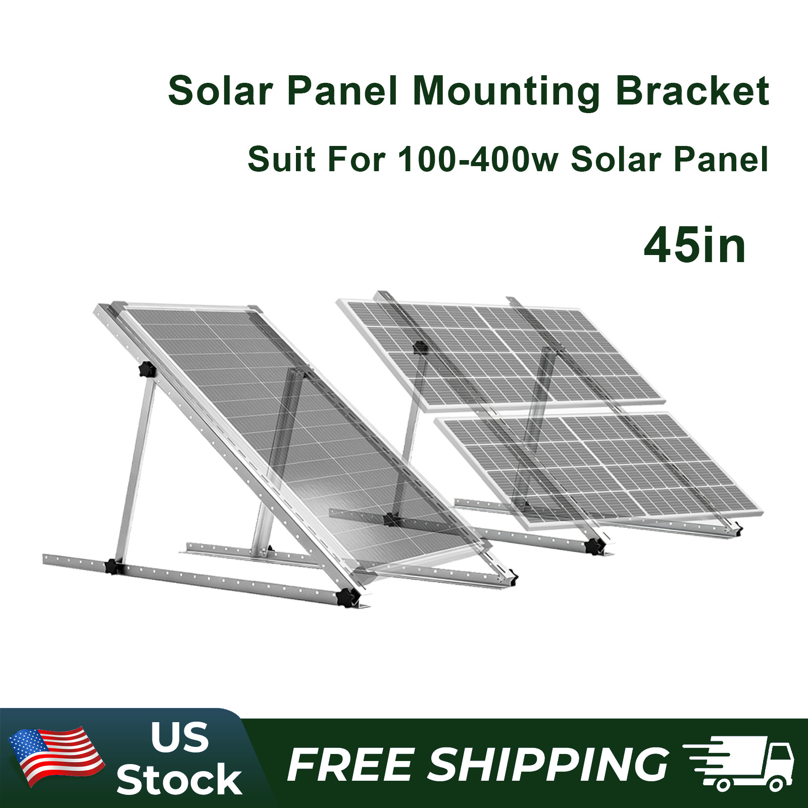 45in Adjustable Solar Panel Mounting Bracket Ground Mount Kit for RV Roof 1 Set
