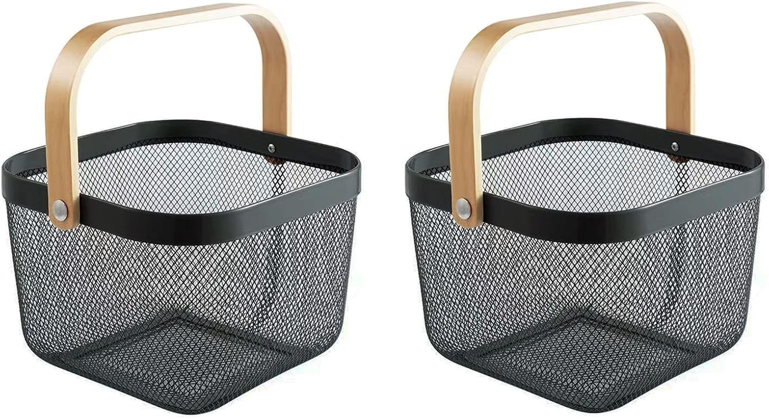 2 Pack Metal Mesh Steel Basket, Storage Organizer Basket Multi-function Hanging
