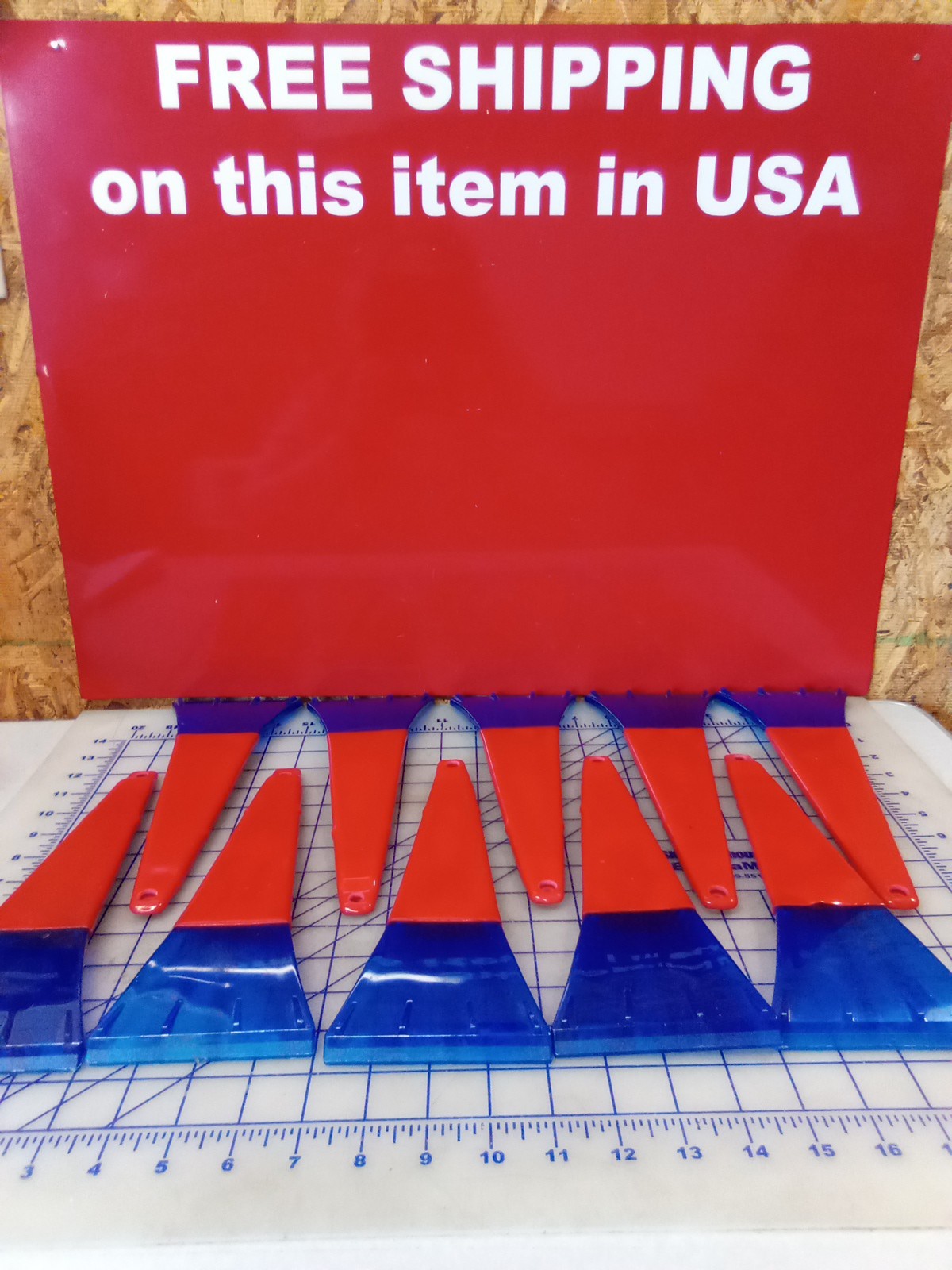 Set Of 10 Red/Blue Ice Scrapers, Free Shipping