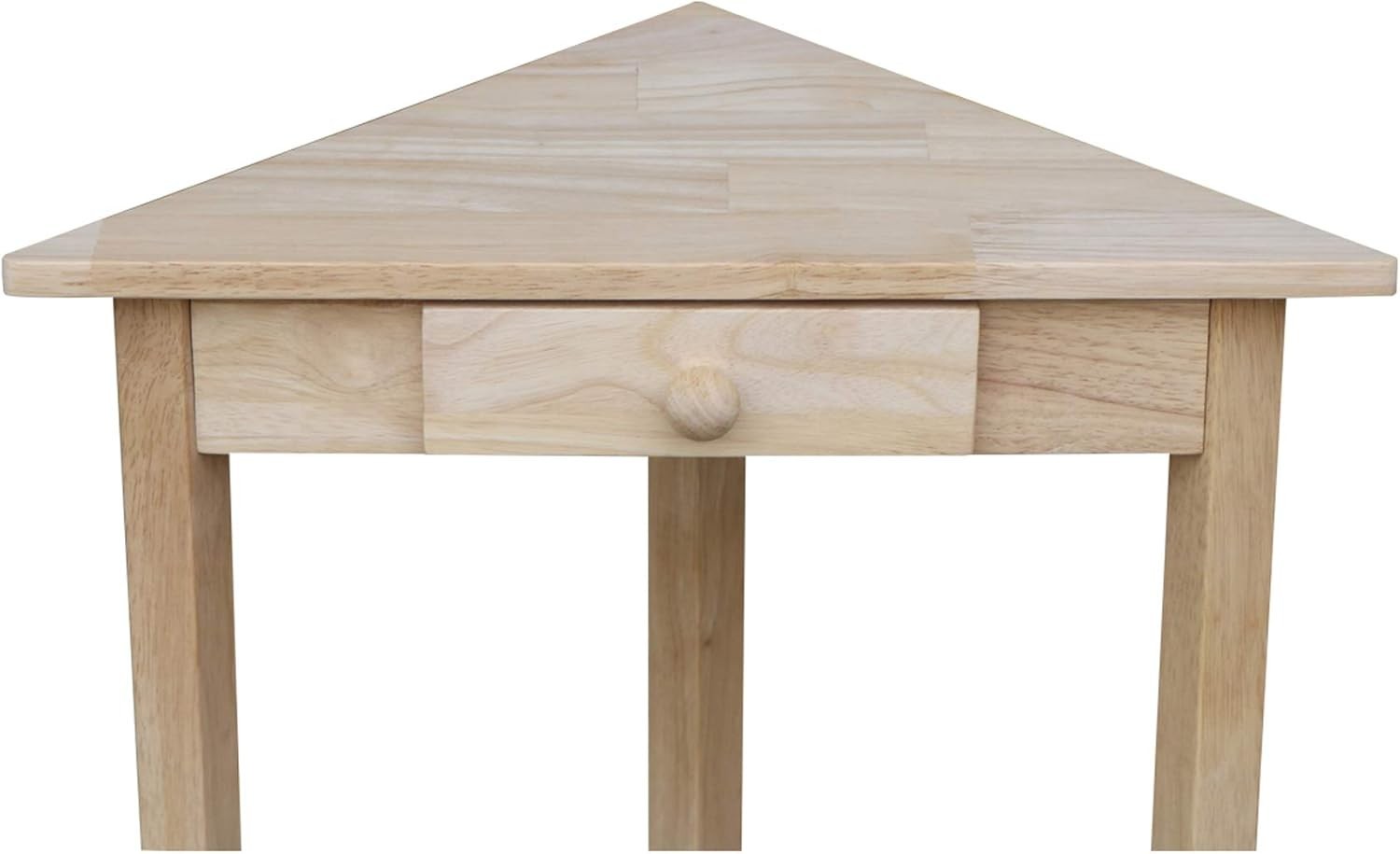 New Corner Accent Table Unfinished solid real wood sturdy parawood