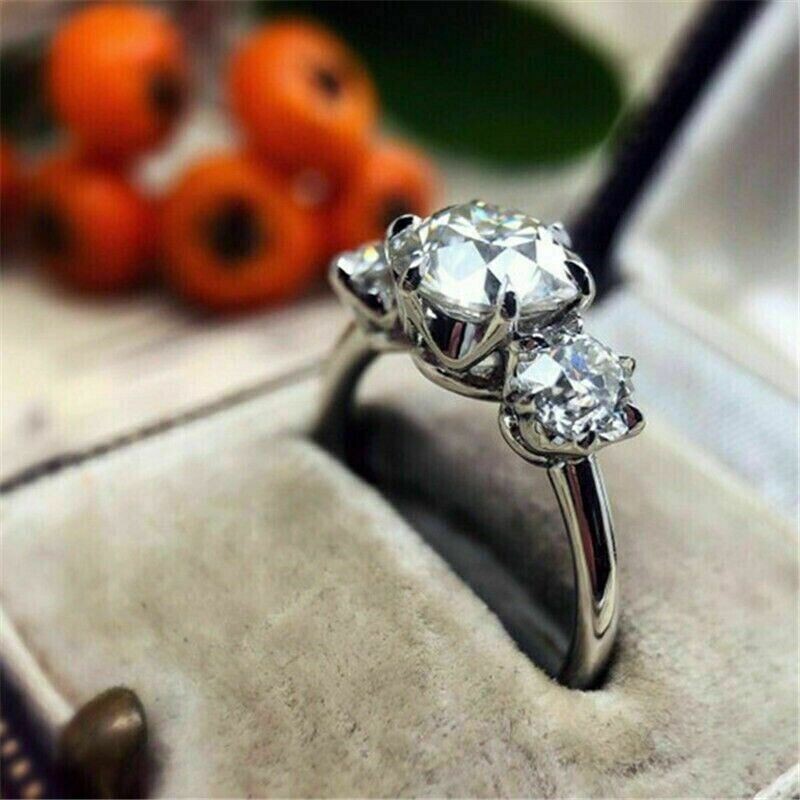 Round Cut Lab-Created 3.20 Ct White Diamond Wedding Ring 925 Sterling Silver