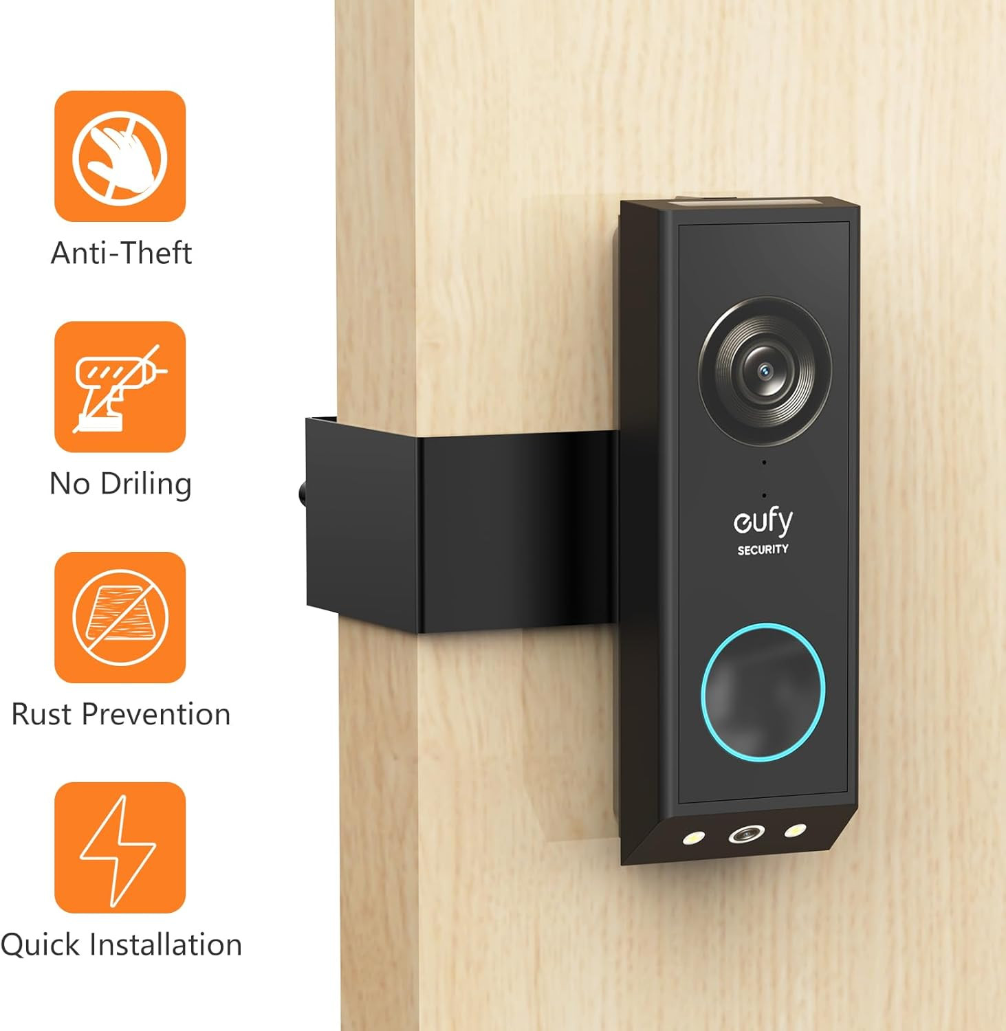 Anti-Theft Door Mount for Eufy E340, No-Drill Adjustable Mounting Bracket wit...
