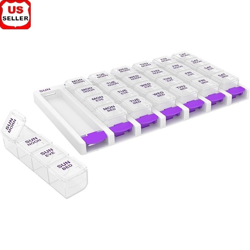7 Day Pill Organizer Weekly Medication Travel Friendly Easy Use Durable Design