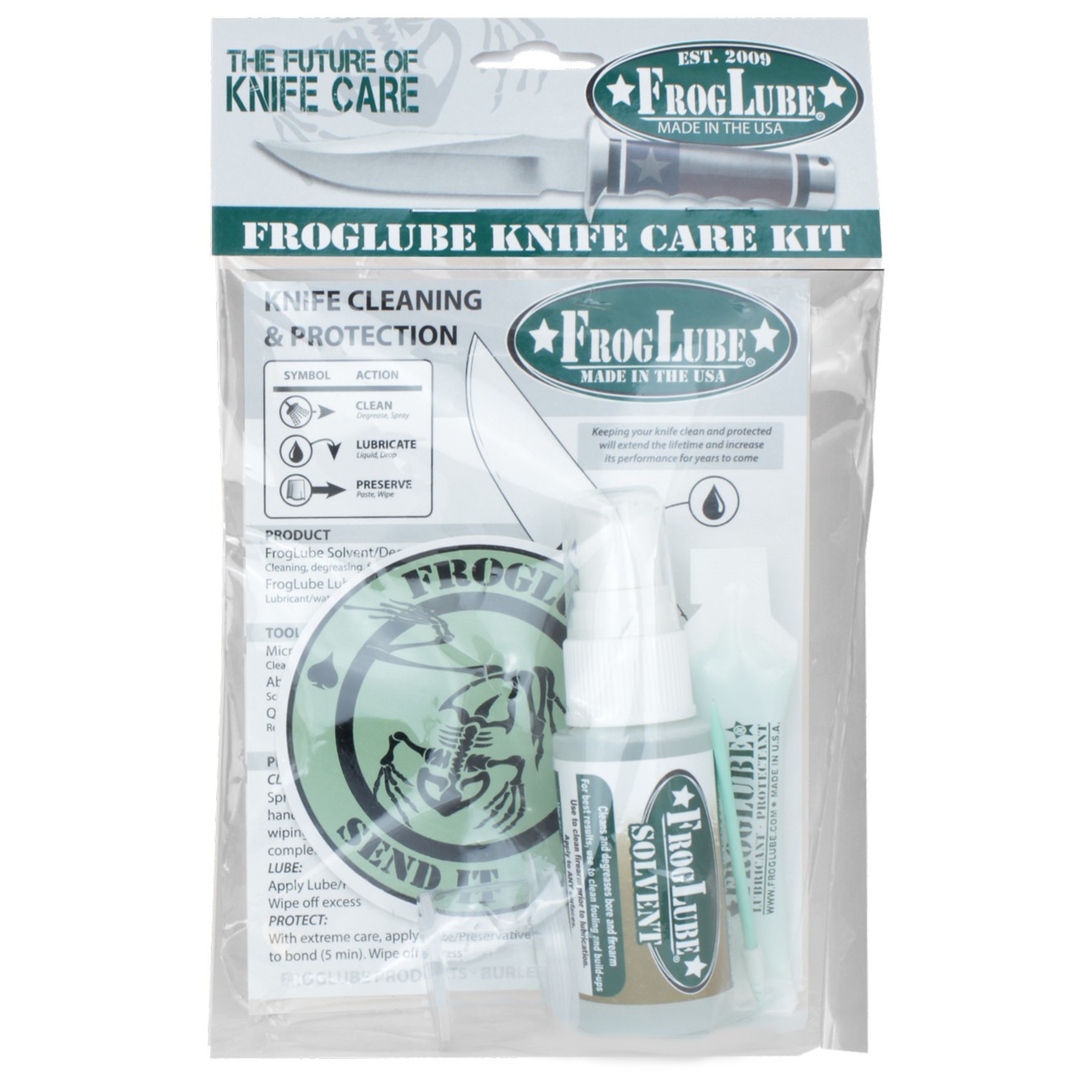 FrogLube Preservative Q-Tip 1 Oz Solvent Knife Cleaning / Protection Kit - 99030