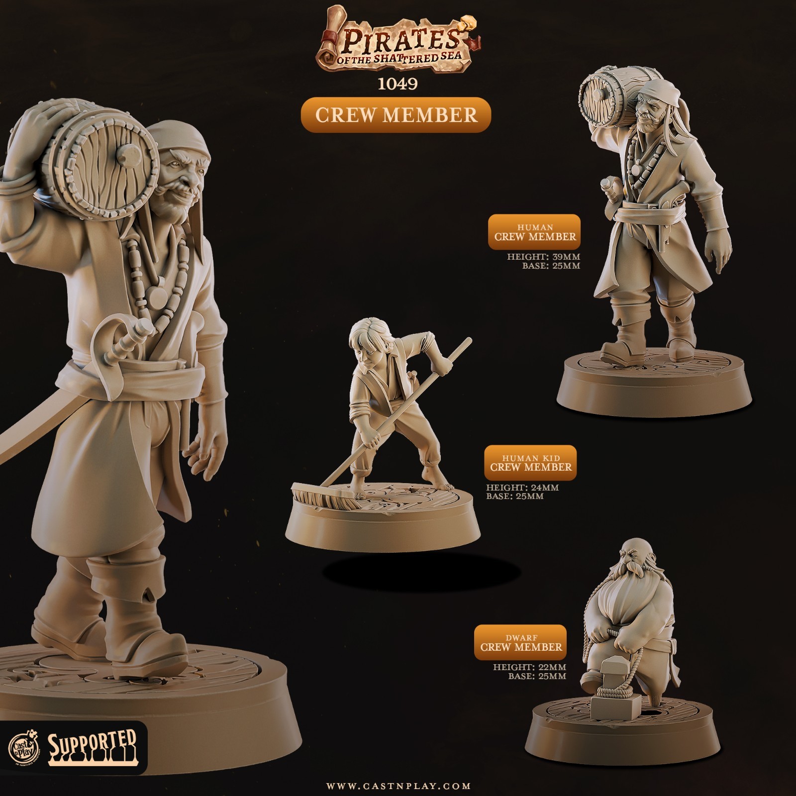 Pirate Crew Deckhands | Dungeons and Dragons Seafaring NPCs 28-32mm Scale