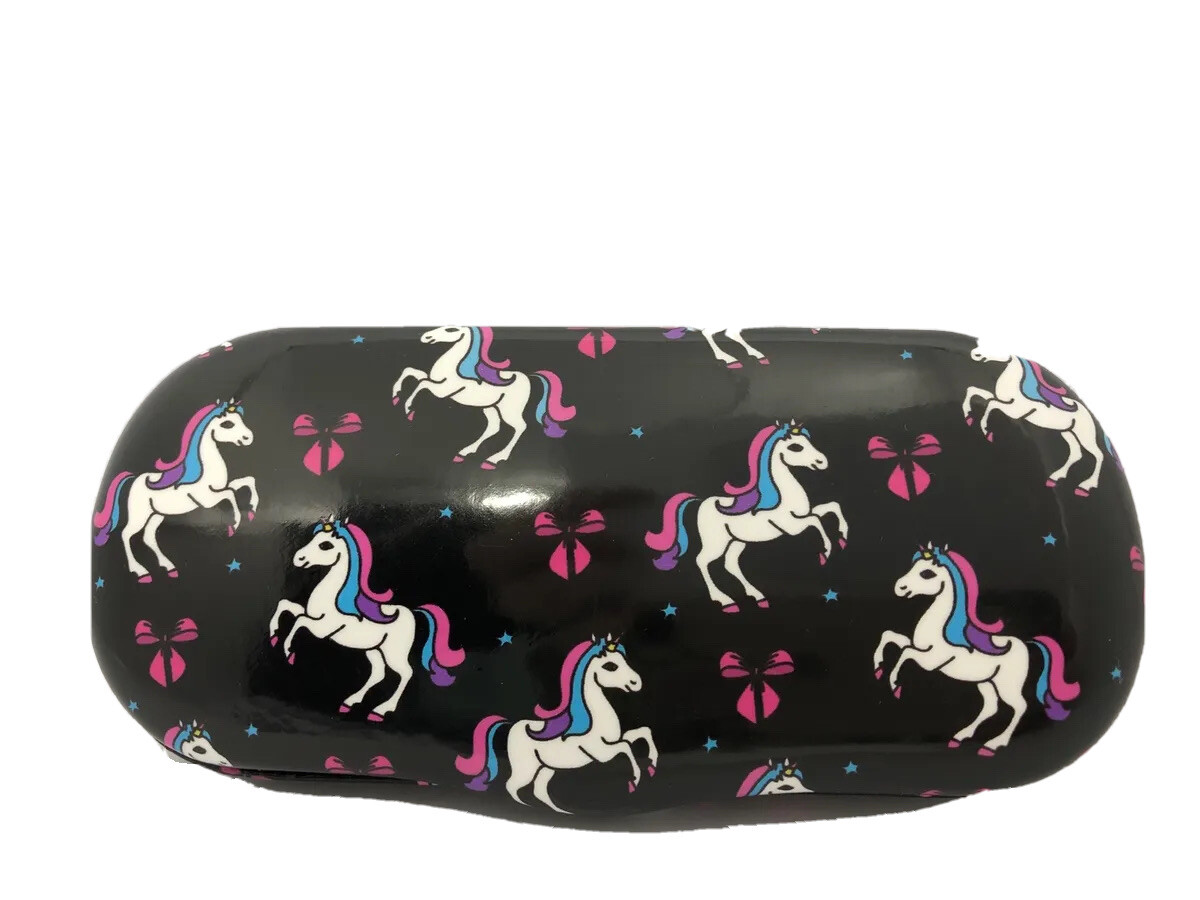 NEW Black & Multicolored Unicorn 🦄 Kids Hard Clamshell Eyeglasses Case