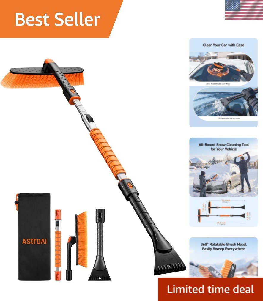 47.2" Ice Scrapers for Car Windshield and Extendable Snow Brush with Foam Gri...