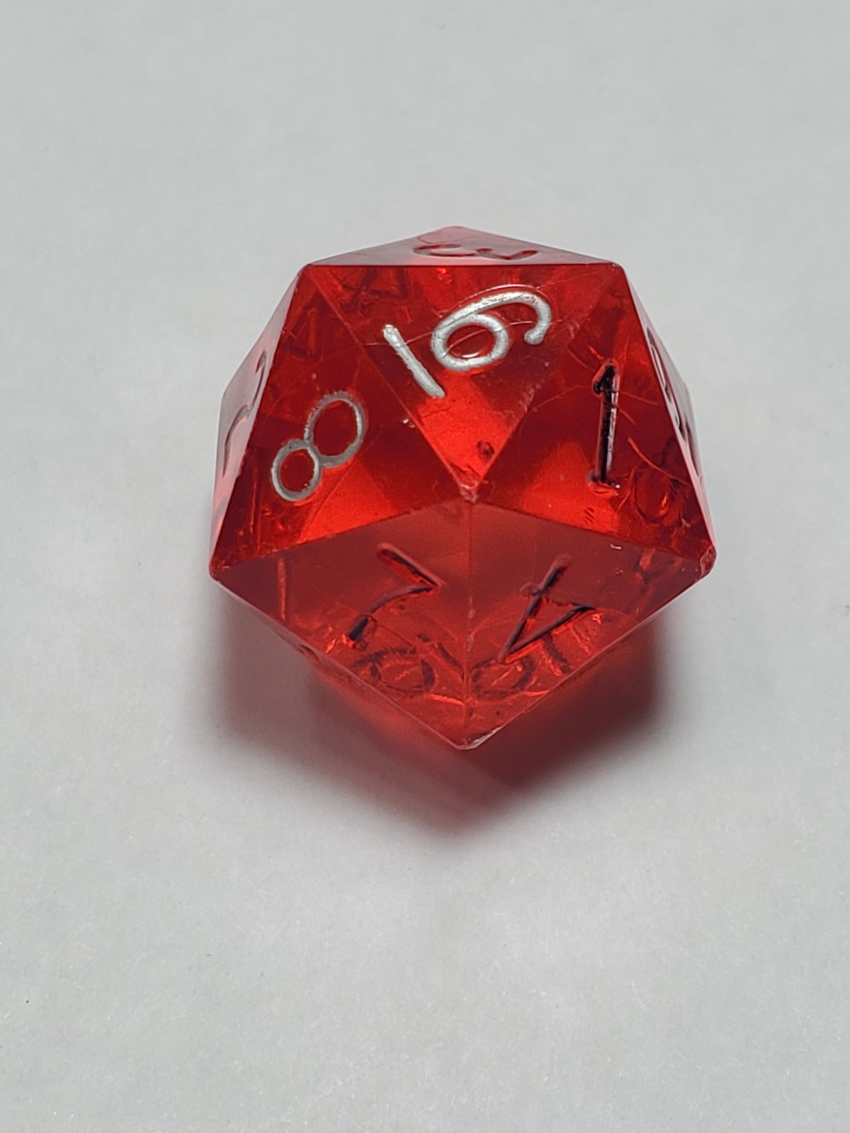 Vintage Armory Transparent Ruby Red 0-9 Twice D20 Die RPG AD&D Dice Sharp