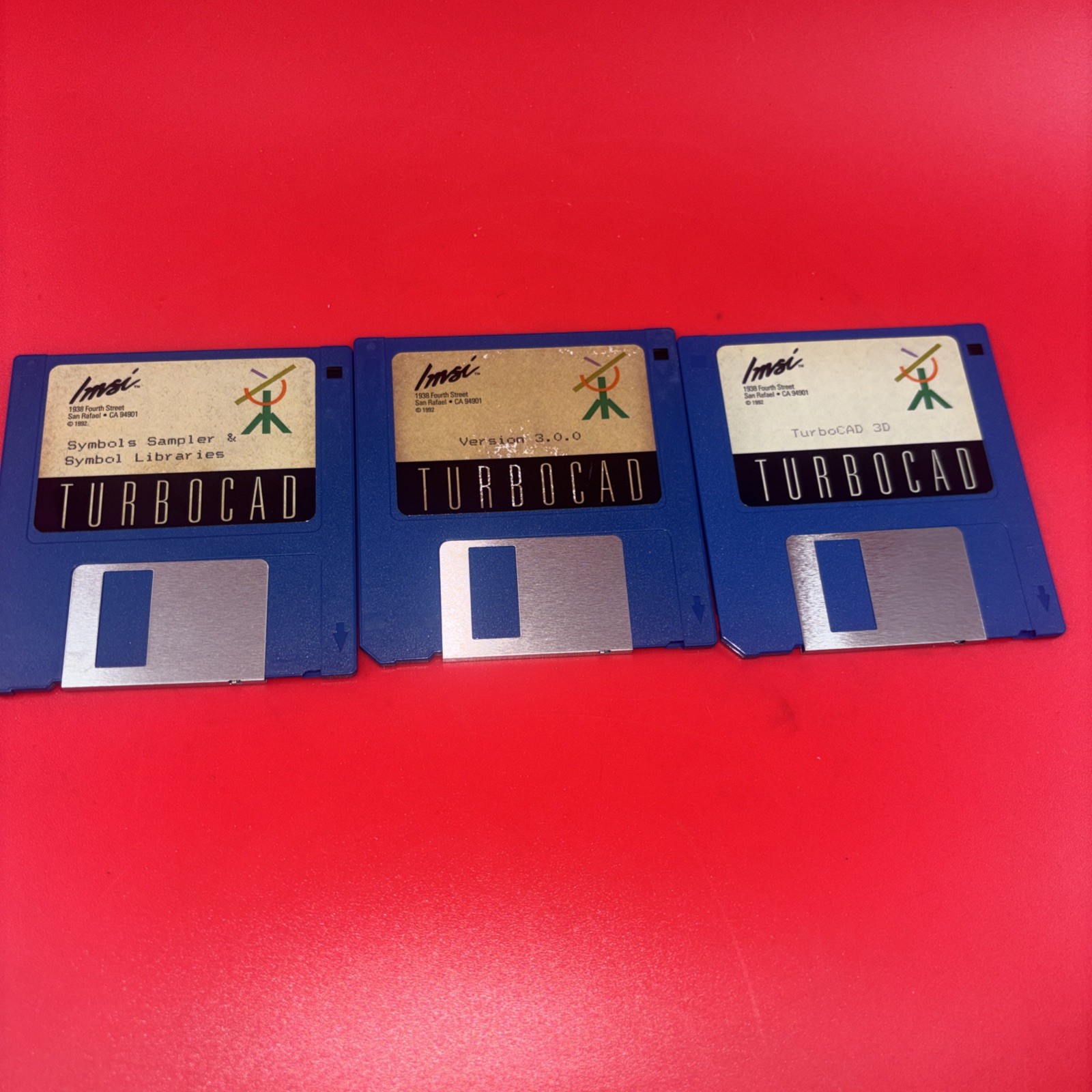 Imsi Turbocad 3.0.0 3D & Symbols Sampler  Lot of 3 Floppy 1992