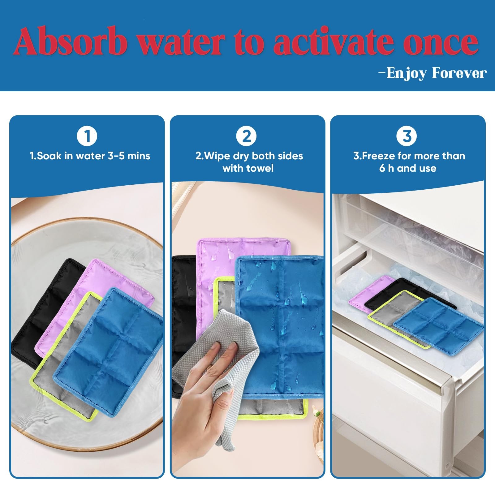 4pcs Ice Packs for Lunch Boxes & Coolers -Slim Reusable Space Saving Cooler I...