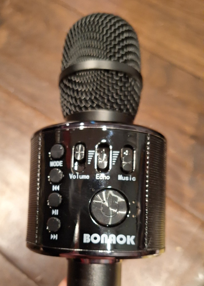 Bonaok Black Portable Wireless Handheld Karaoke Microphone With Case