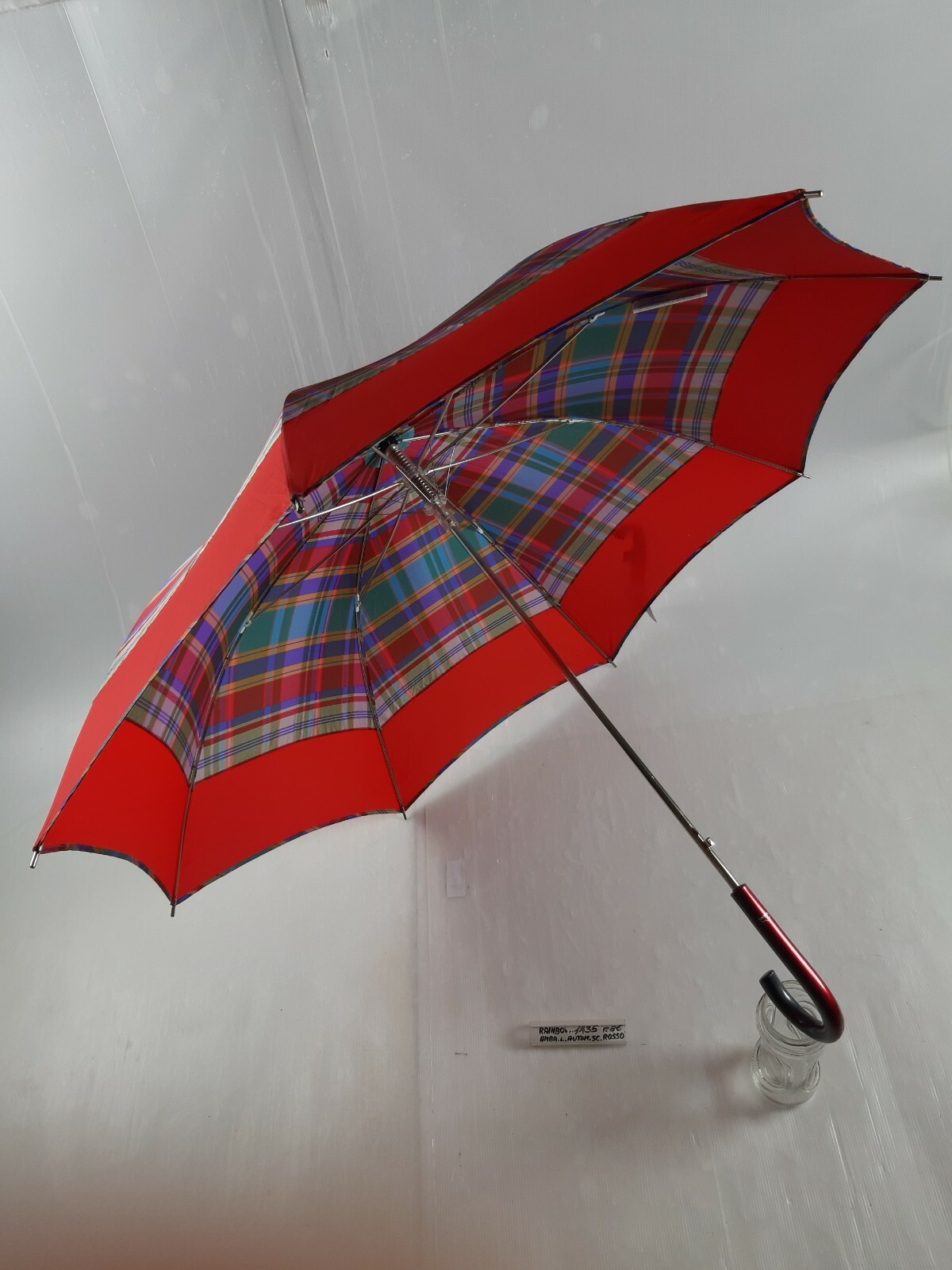 Unisex Long Umbrella - Automatic - 8 Studs - Red - 1235 - Rainbow