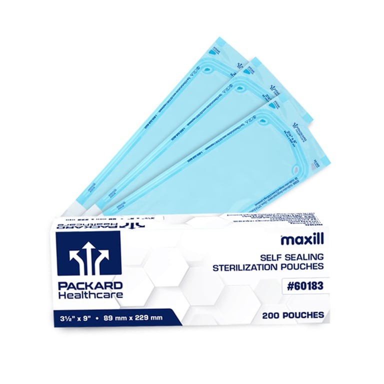 Maxill 60183 Packard Self-Sealing Sterilization Pouches 3.50" X 9" 200/Bx