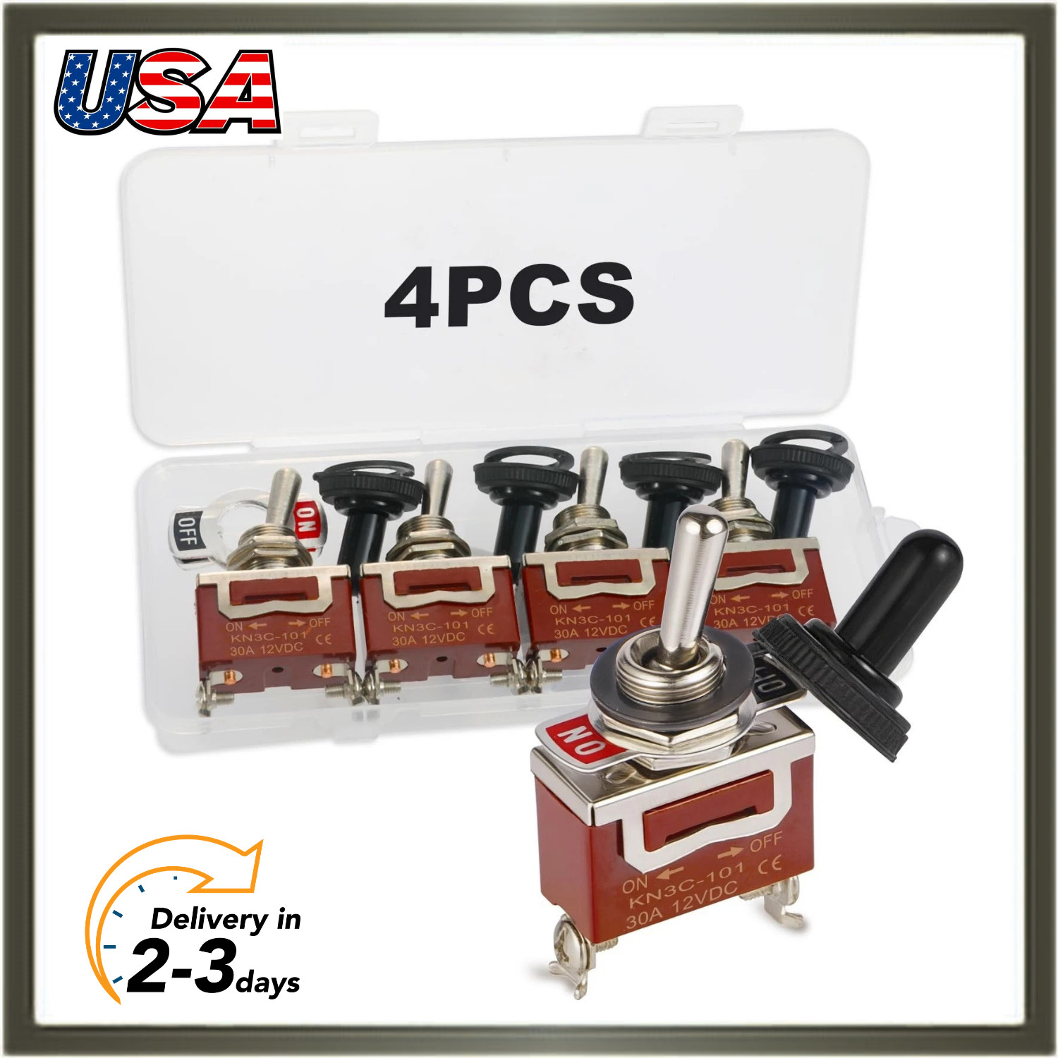 Waterproof Toggle Switch, Durable 12V 30A SPST 2Pin On/Off Heavy Duty Waterproof