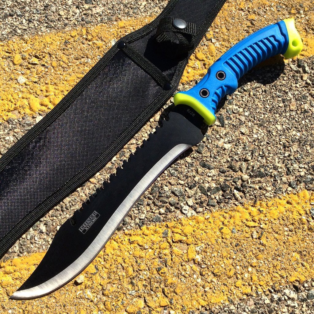 16"" Fixed Blade Hunting Knife Straight Camping Outdoor Knives Tactical Green /S