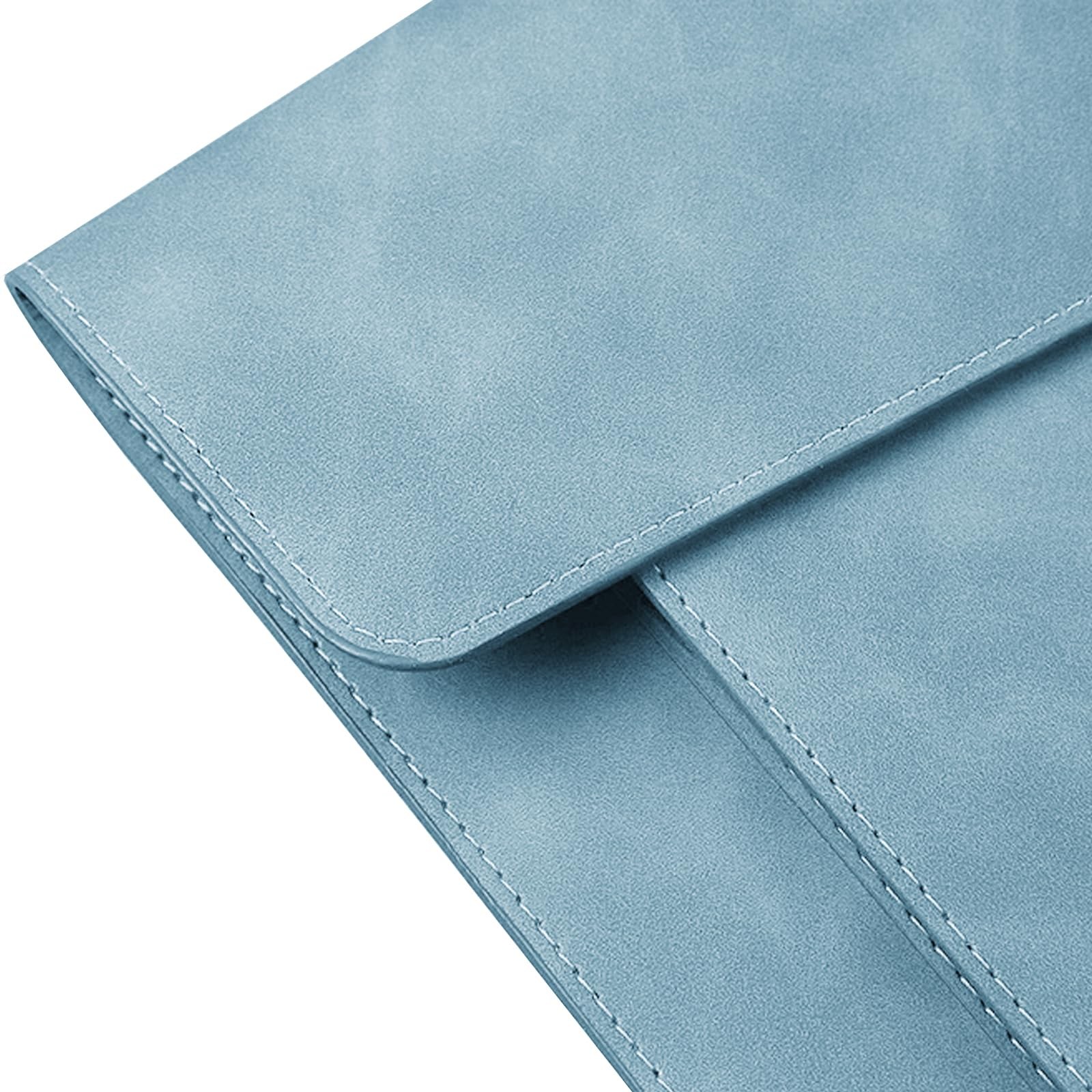 Cyan PU Leather A4 File Folder Document Holder 2 Compartment Snap Closure