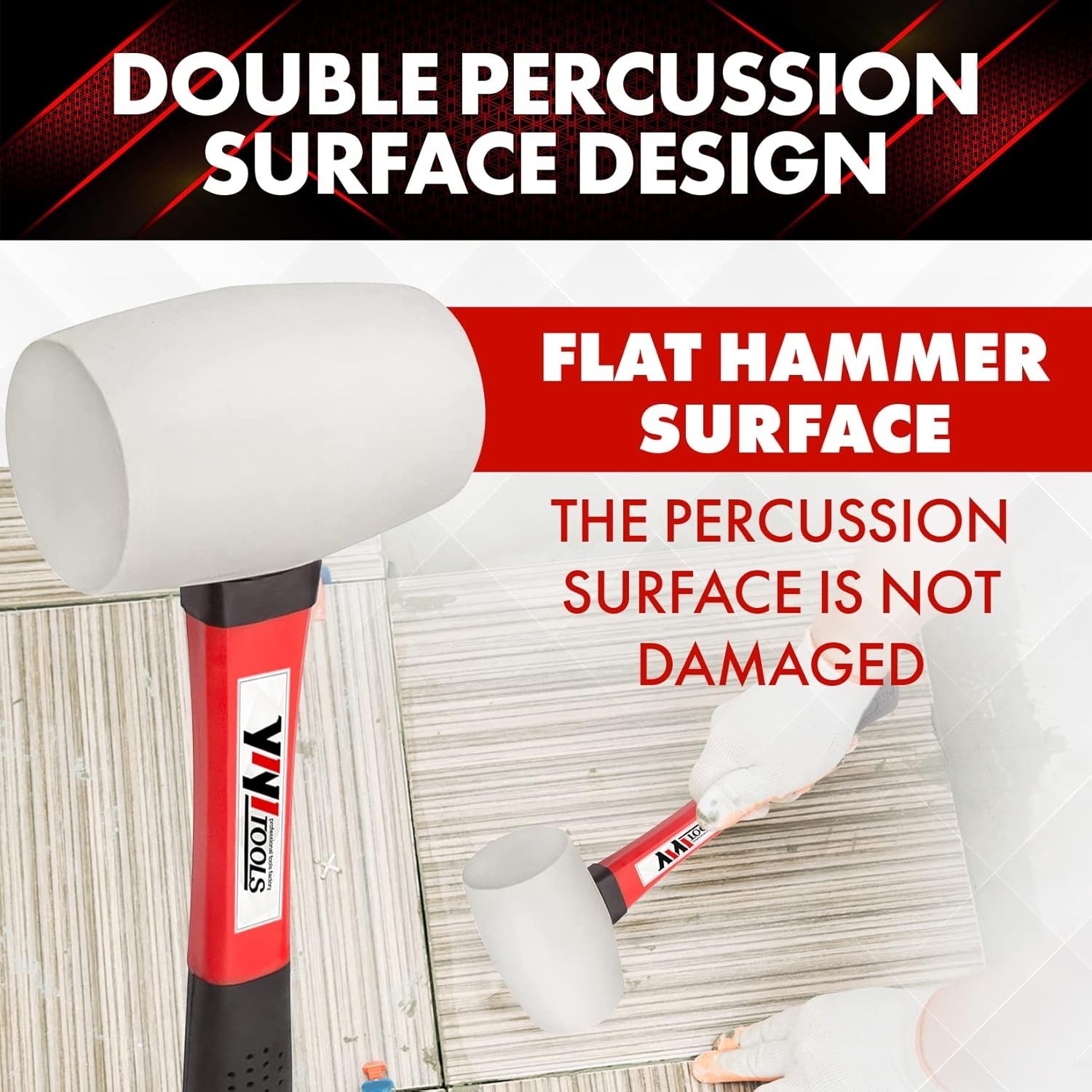 Versatile 16oz Rubber Hammer - Ergonomic Fiberglass Handle for All Projects