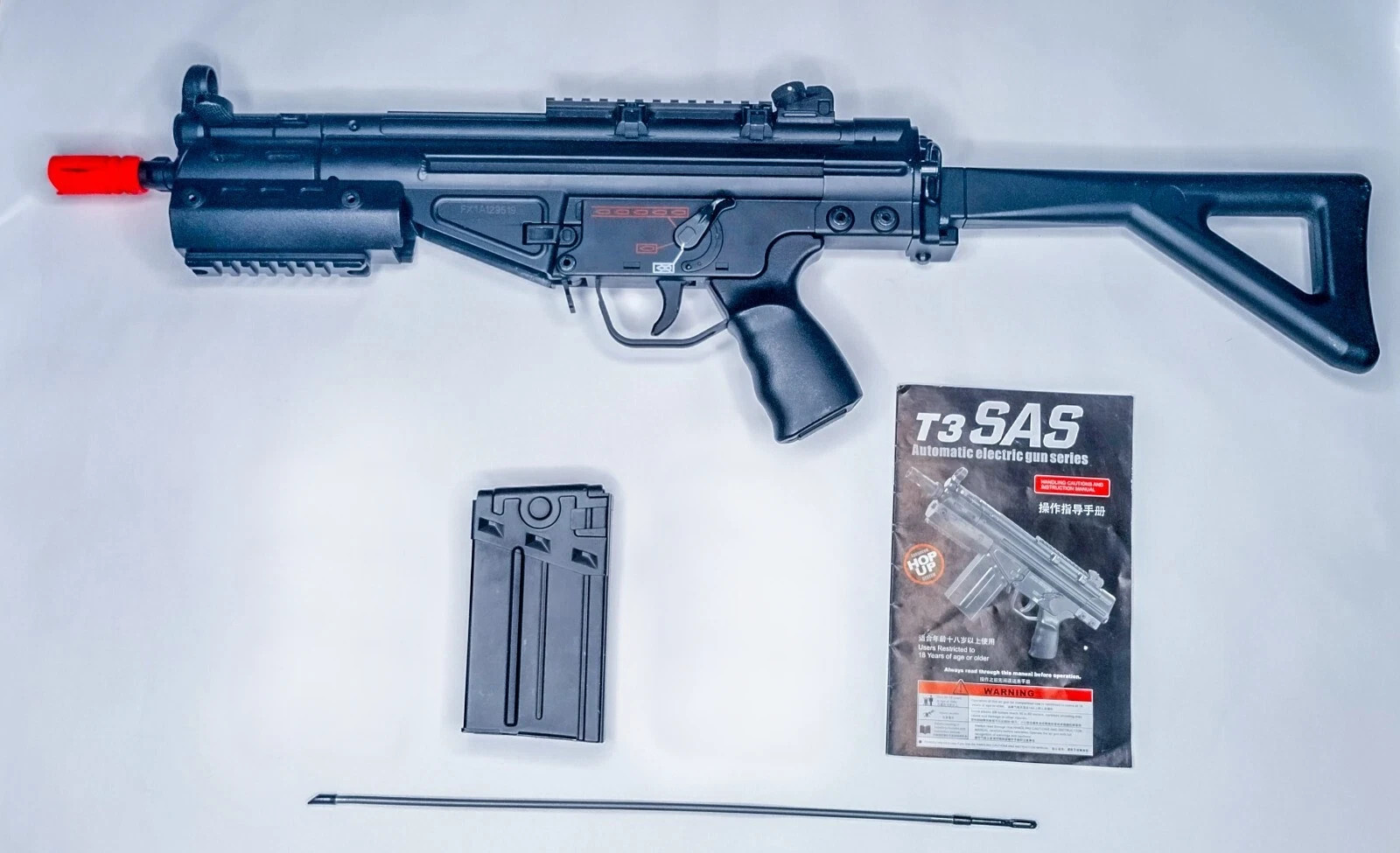 JG T3 SAS-F G3 Airsoft Carbine SMG AEG Folding Stock 1x 500 Rd Hi-Cap Magazine